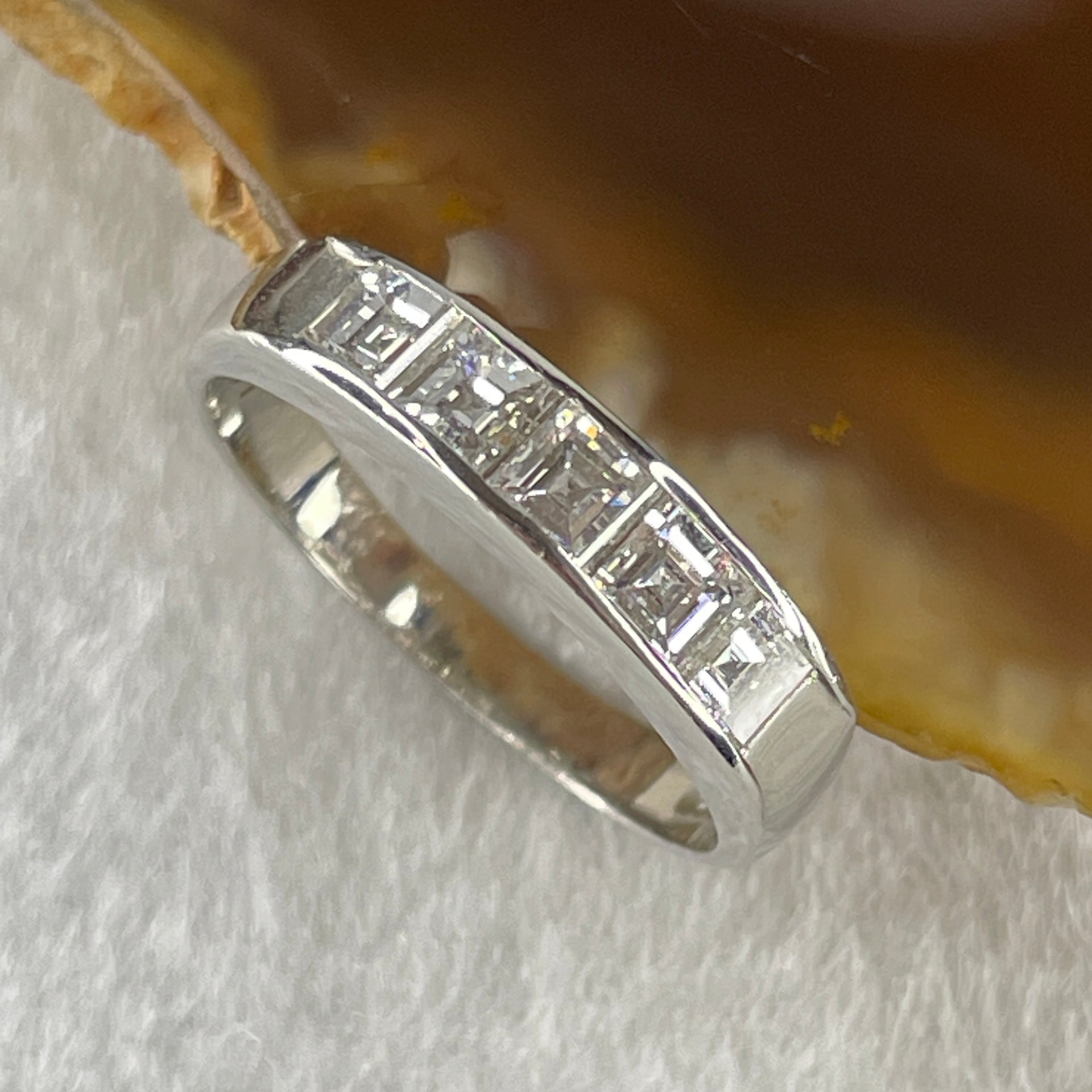 Natural Princess or Square Shape Diamonds in PT900 Platinum 3.53g Ring D1.01ct Total 3.71g US7 HK15 - Huangs Jadeite and Jewelry Pte Ltd