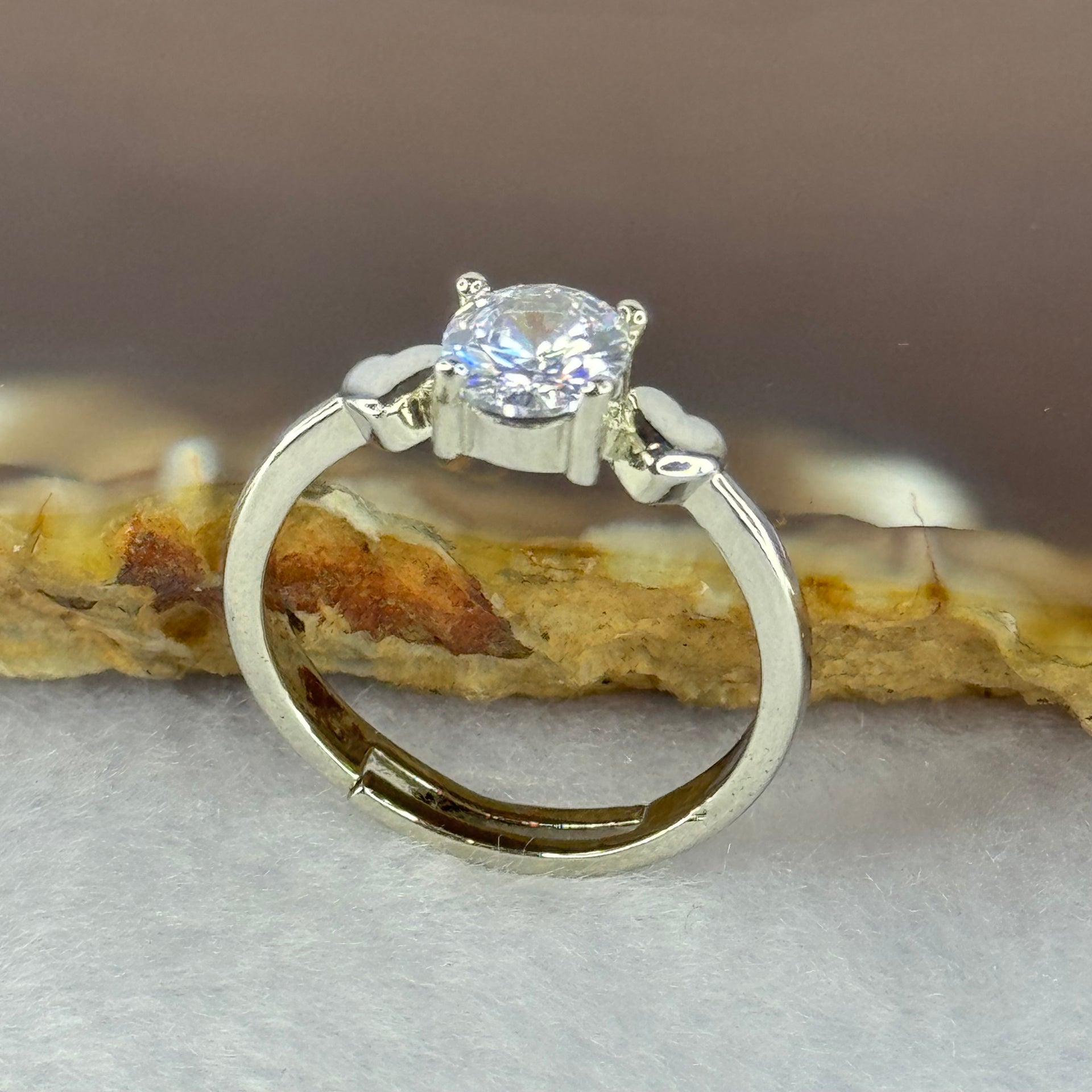 Cubic Zirconia in Sliver Ring (Adjustable Size) 1.99g 5.6 by 3.5mm - Huangs Jadeite and Jewelry Pte Ltd