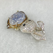Rare Natural Blue Dumortierite Rutilated Quartz in S925 Sliver Rabbit Pendant 2.40g 9.9 by 7.0 by 4.0mm - Huangs Jadeite and Jewelry Pte Ltd