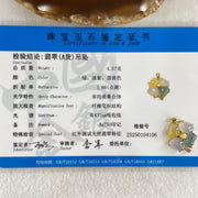 Type A Semi Icy Faint Lavender and Blueish Green and Yellow Jadeite 4 Leafs Clover in 18K Yellow Gold Pendant4.57g 9.4 by 6.0 by 4.9mm 4Pcs - Huangs Jadeite and Jewelry Pte Ltd