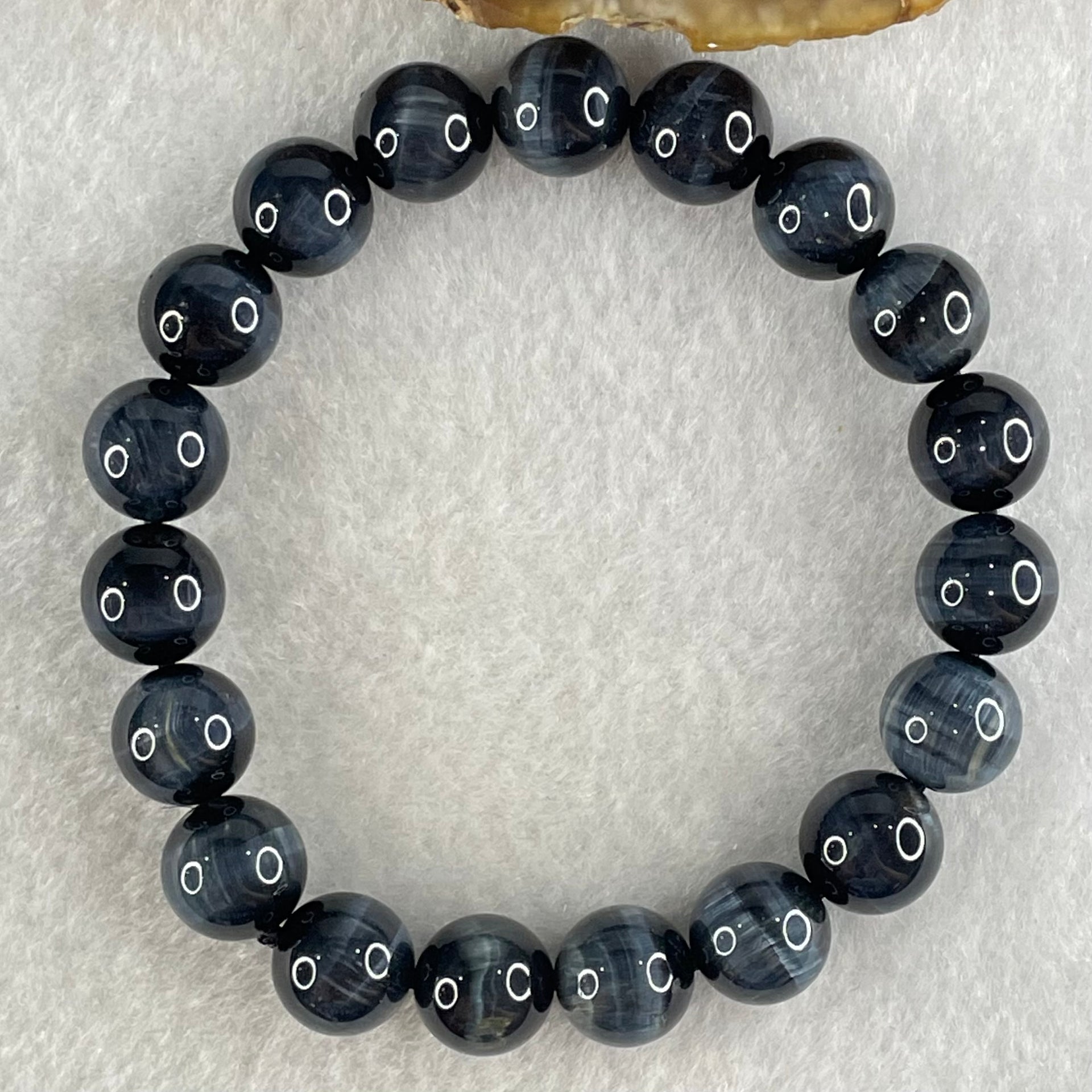 Natural Blue Tiger Eye Quartz Beads Bracelet 29.06g 16.5cm 10.5mm 19 Beads - Huangs Jadeite and Jewelry Pte Ltd