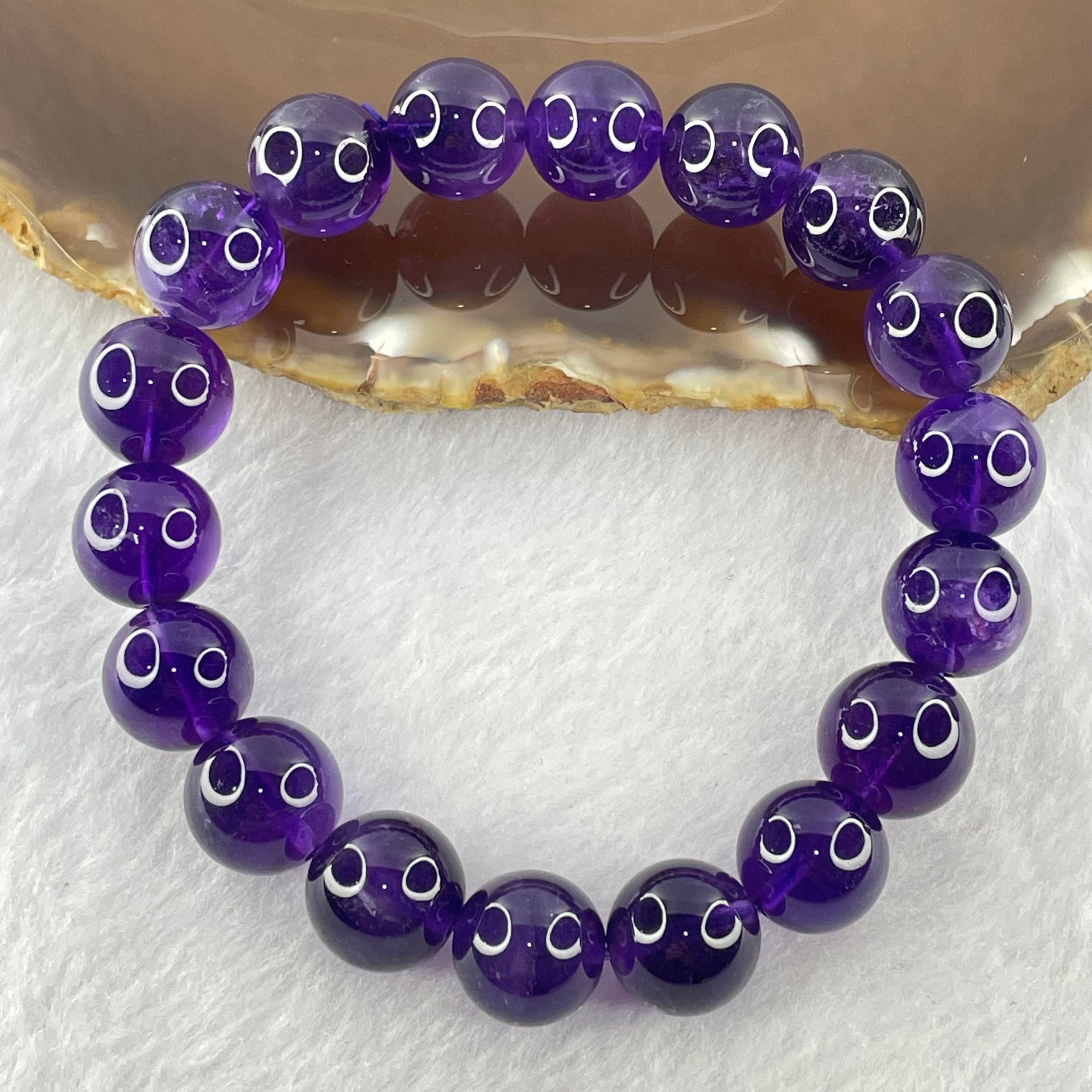 Good Grade Natural Amethyst Bracelet 39.64g 18cm 12.1mm 18 Beads - Huangs Jadeite and Jewelry Pte Ltd