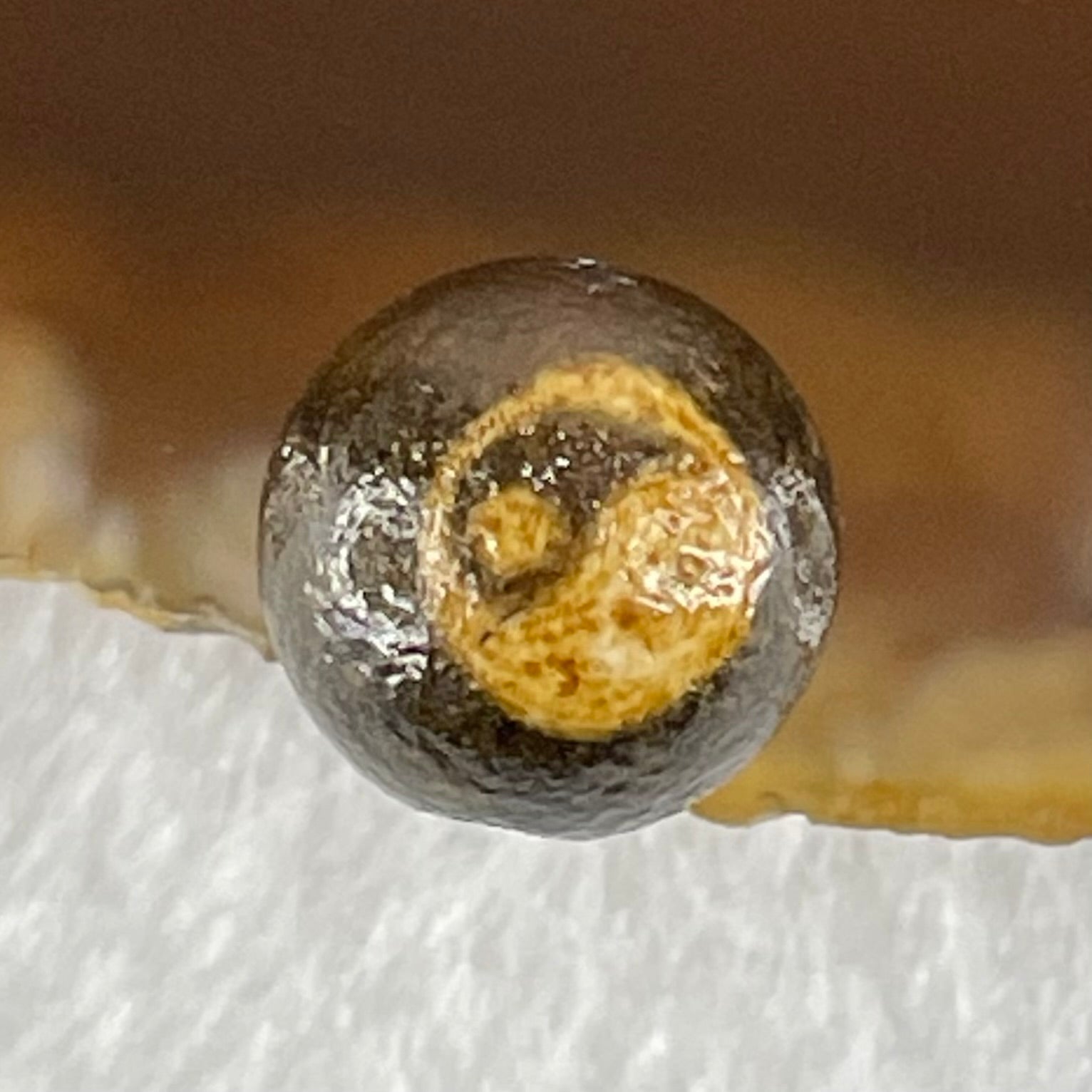 Natural Powerful Tibetan Old Oily Agate Yin Yang Bead Heavenly Master (Tian Zhu) 1.43g 10.0 by 10.3mm - Huangs Jadeite and Jewelry Pte Ltd