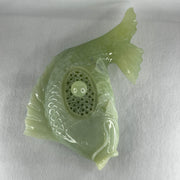 Natural Green with White Serpentine Carp Fish Pot Display 2,270.6g 285.0 by 182.0 by 90.0mm - Huangs Jadeite and Jewelry Pte Ltd