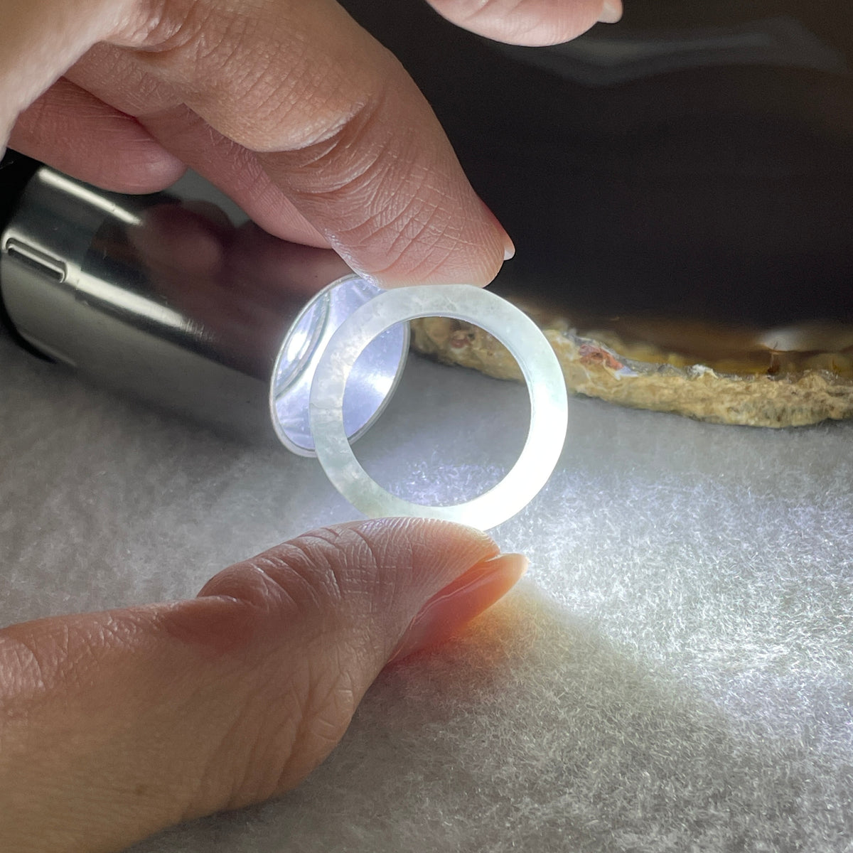 Natural Type A Semi-Icy Light Green Jadeite Ring | Full-Eternity Band (2.80g | US 7.6 / HK 16.8 | External Line) - Huangs Jadeite and Jewelry Pte Ltd