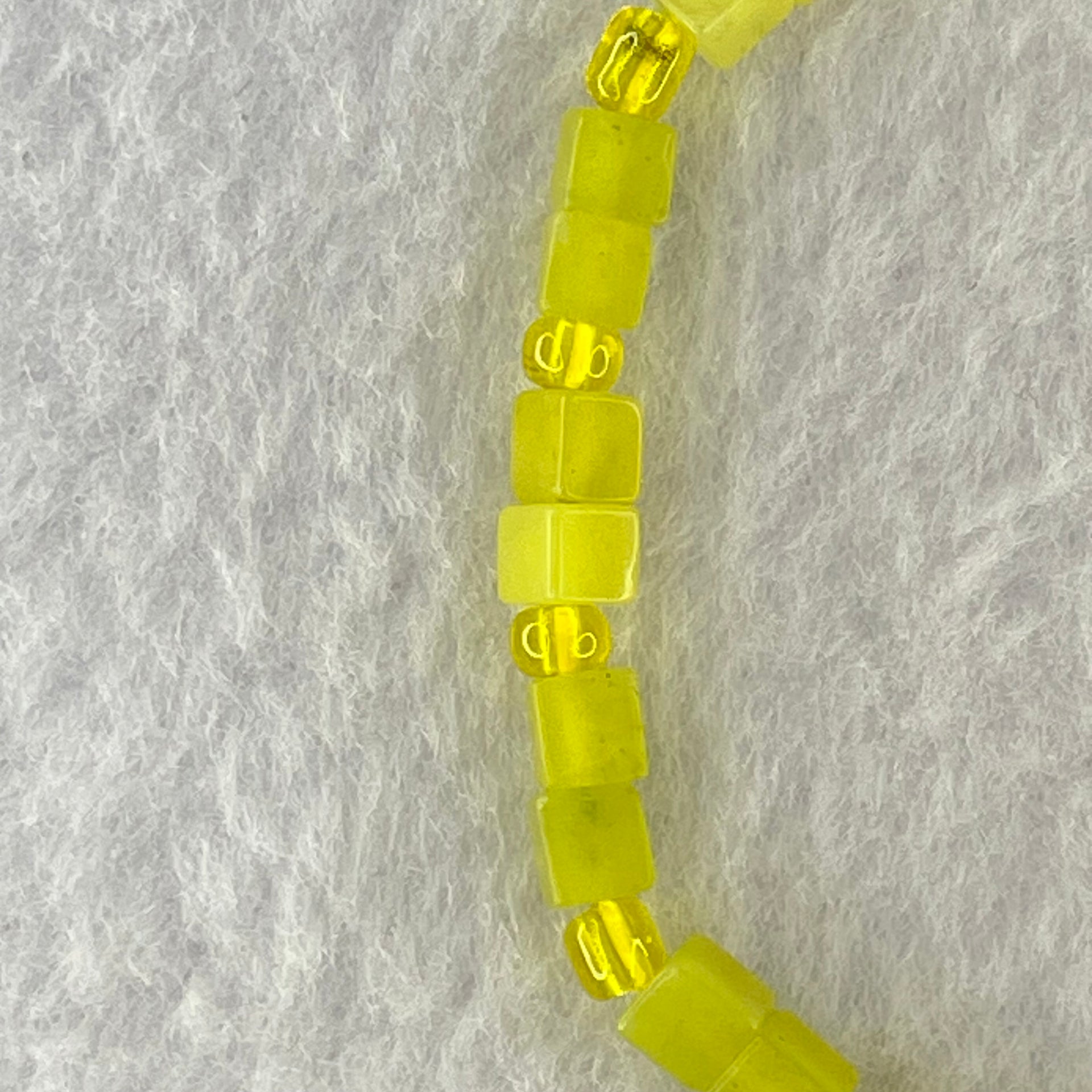 Natural Yellow Serpentine Mini Cube Beads Bracelet 6.36g 4.4mm 29 Beads - Huangs Jadeite and Jewelry Pte Ltd