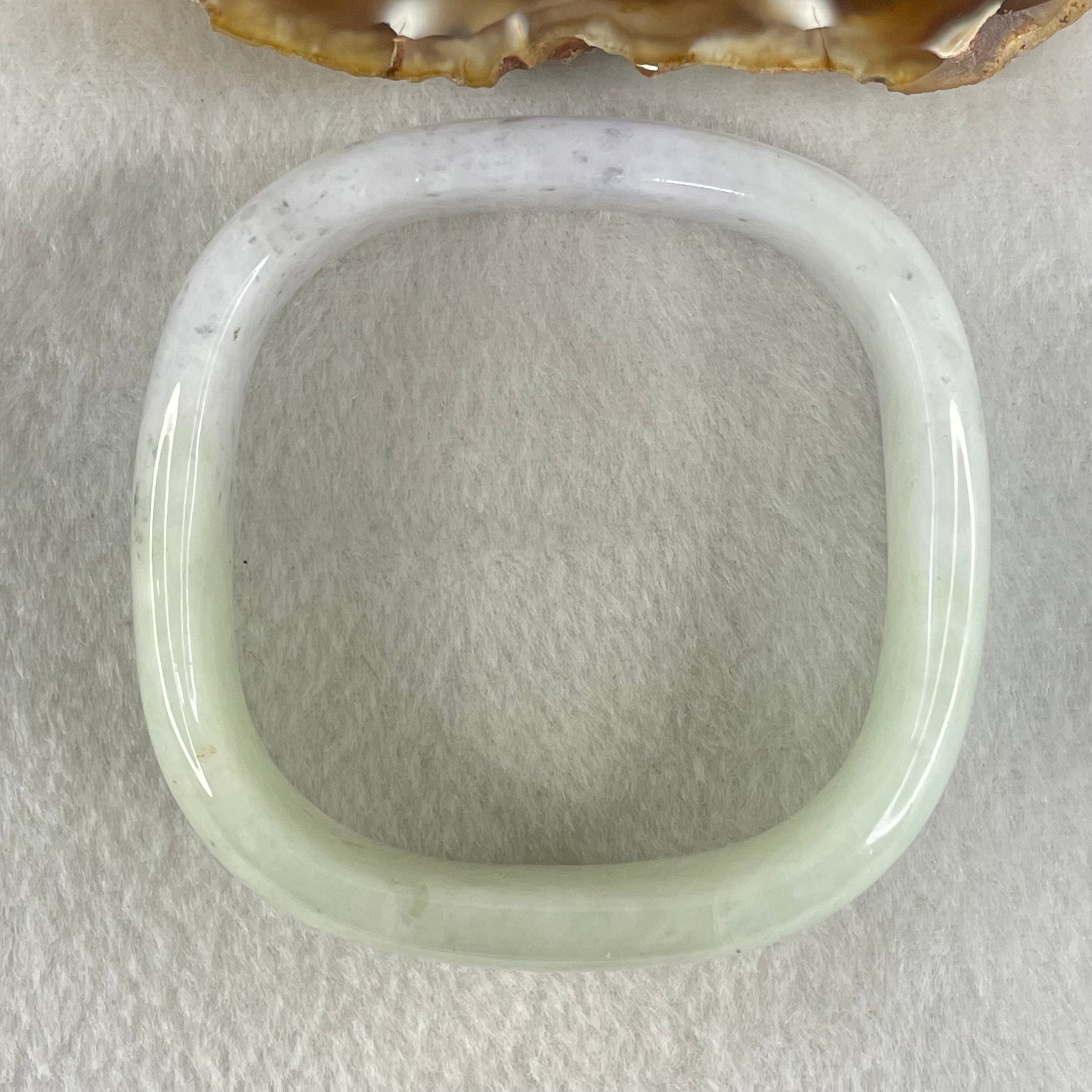 Pre-Love Type A Lavender Green Jadeite Square Shape Bangle 79.08g Inner Diameter 54.9mm 20.1 by 7.2mm (Close to Perfect) - Huangs Jadeite and Jewelry Pte Ltd