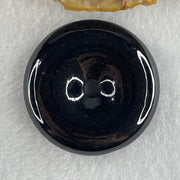 Type A Opaque Black Omphacite Jadeite Ping An Kou Donut Pendant 23.51g 36.2 by 8.7mm - Huangs Jadeite and Jewelry Pte Ltd