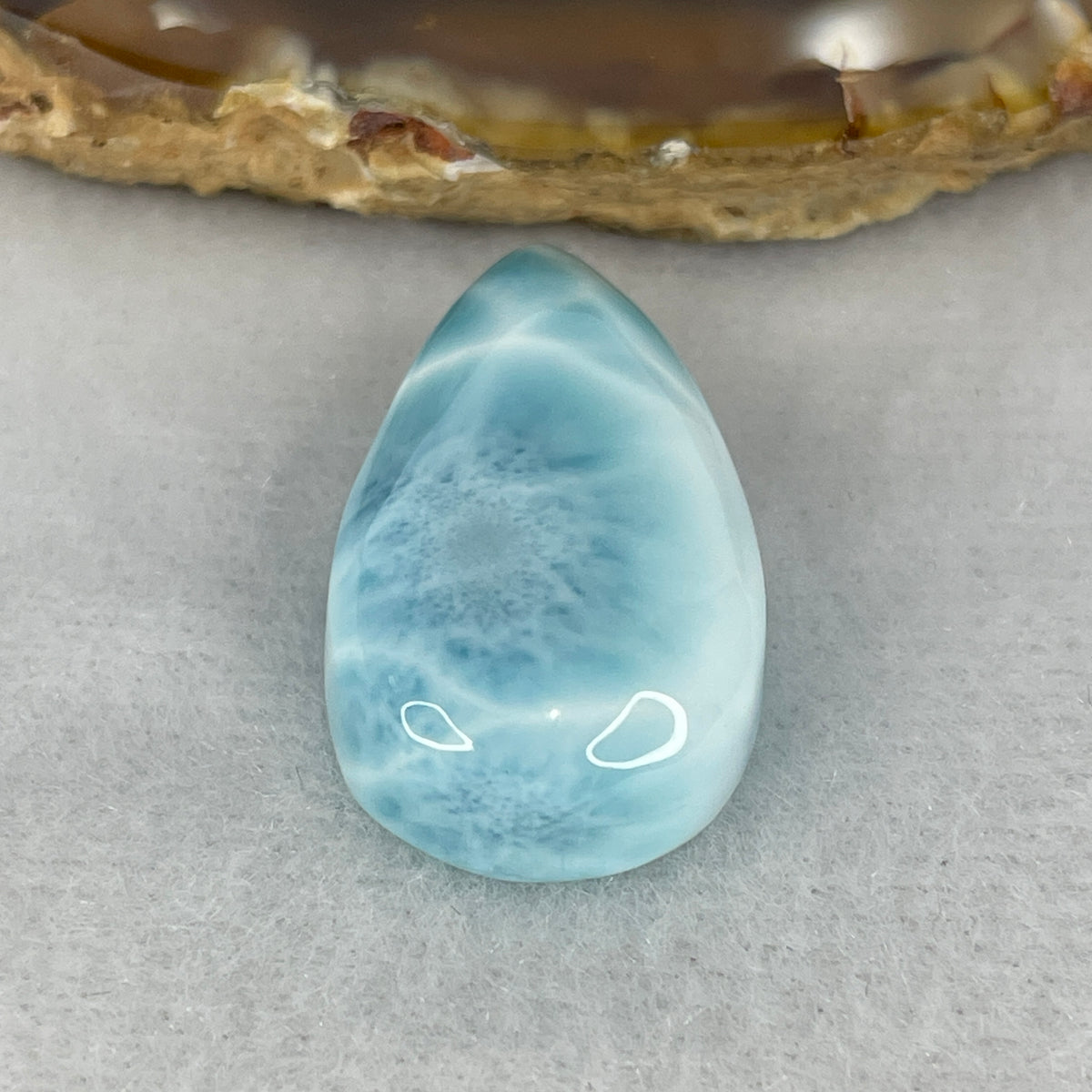 Very Good Grade Natural Larimar Teardrop Pendant | 28.3mm Caribbean Stone Amulet (6.85g | 28.3x15.8x8.8mm)