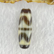 Natural Powerful Tibetan Old Oily Dark Brown White Yellow Agate Double Tiger Tooth Daluo Dzi Bead Heavenly Master (Tian Zhu) 双虎呀天诛 9.79g 37.6 by 13.0mm - Huangs Jadeite and Jewelry Pte Ltd