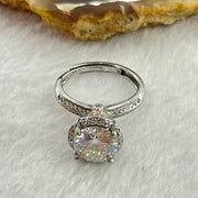 Colourless Cubic Zirconia with Crystals In S925 Sliver Ring (Adjustable Size) 4.33g 8.6 by 5.5mm - Huangs Jadeite and Jewelry Pte Ltd