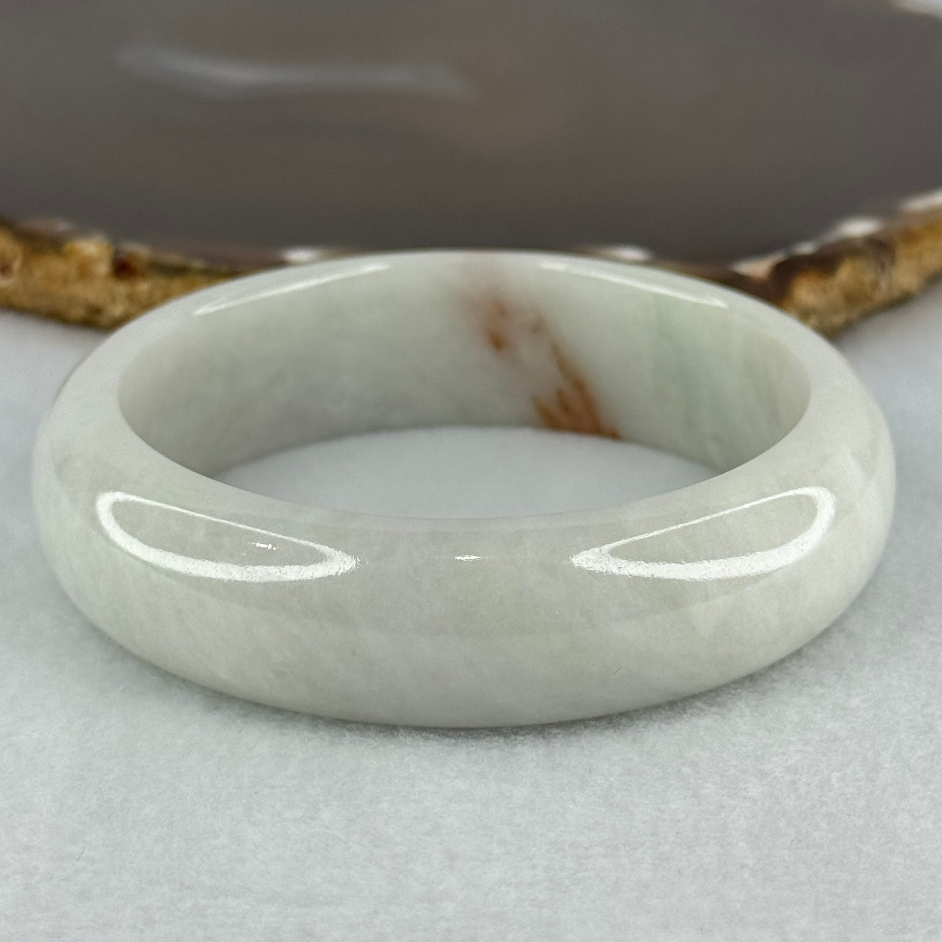 Type A Faint Green Lavender with Red Patch Jadeite Bangle Internal Diameter 56.9mm 79.34g 17.3 by 8.7mm (Very Slight Internal Lines) - Huangs Jadeite and Jewelry Pte Ltd