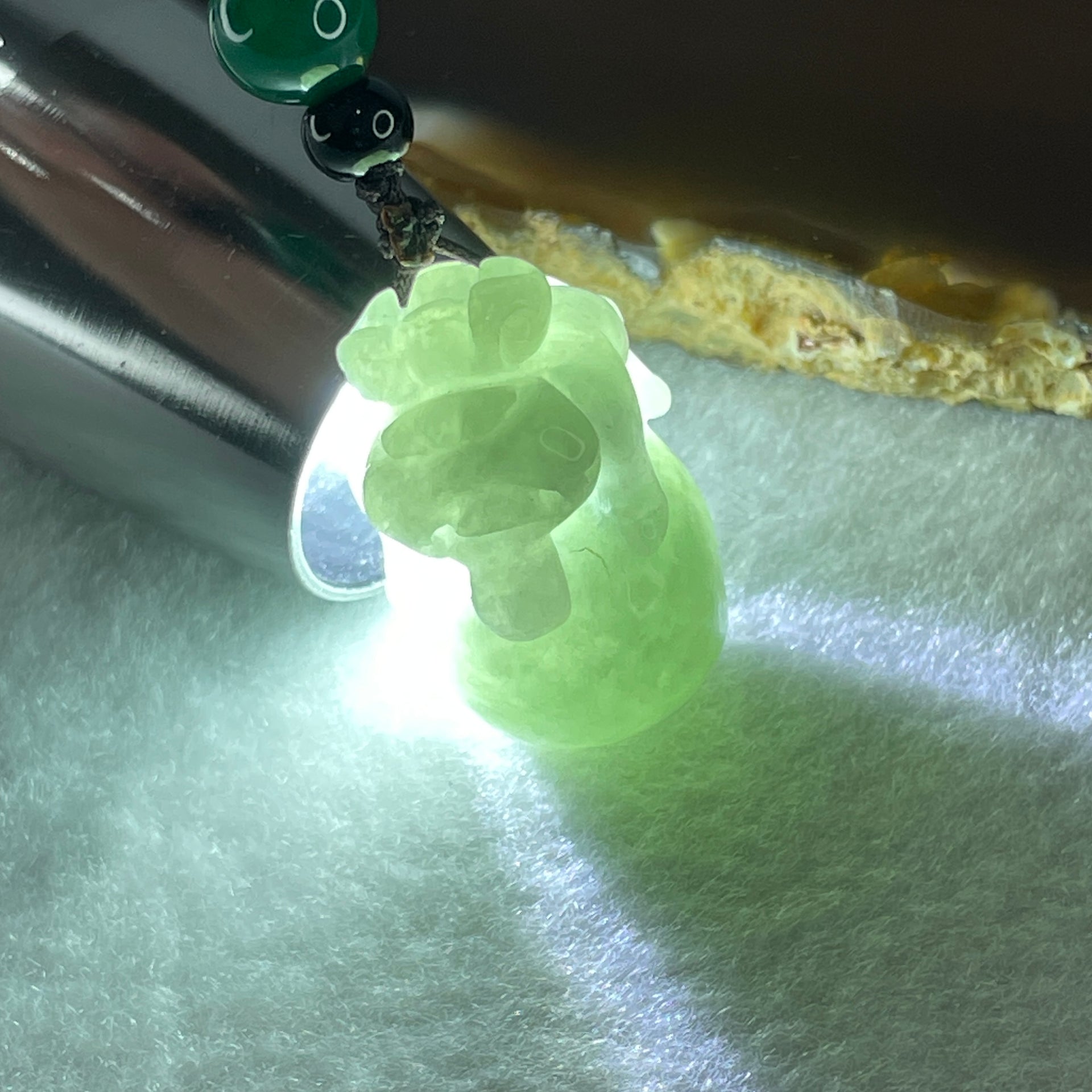 Natural Type A Green Jadeite Pixiu on Ball Pendant 15.53g 27.4 by 21.2 by 14.9mm - Huangs Jadeite and Jewelry Pte Ltd