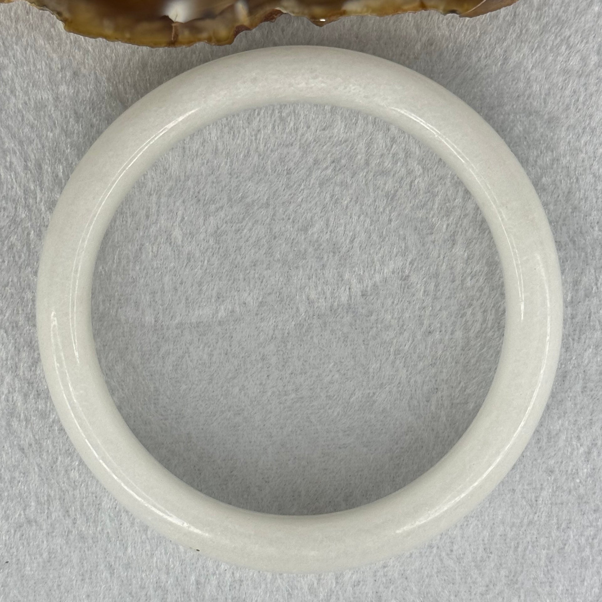 Natural White Jade Crystal Bangle 52.73g Internal Diameter 60.3mm 14.2 by 8.4mm - Huangs Jadeite and Jewelry Pte Ltd