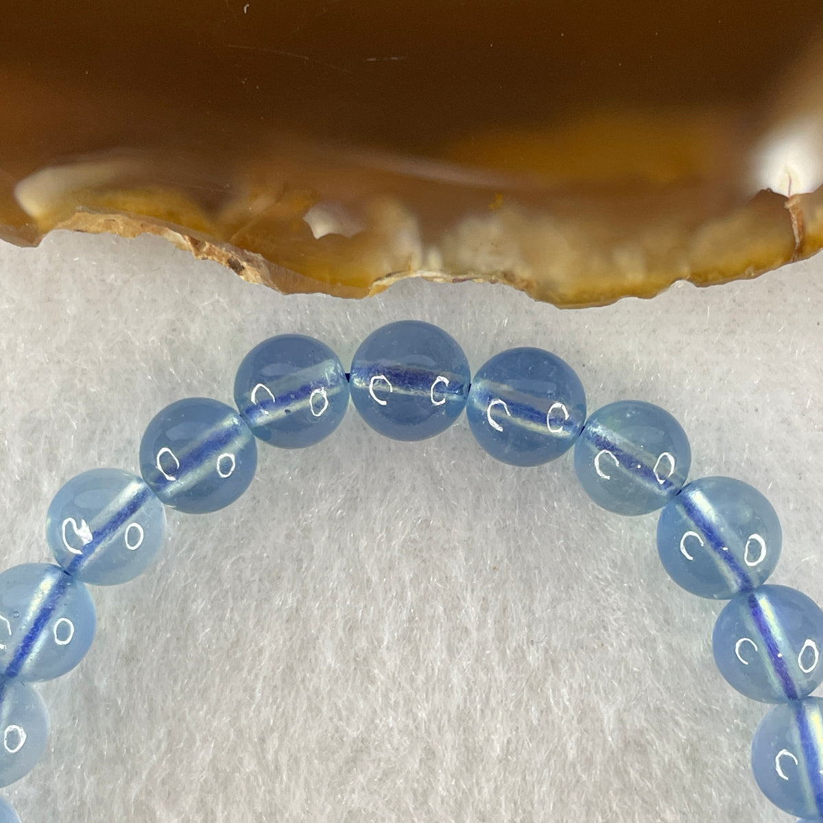 Certified Good Grade Natural Aquamarine Beads Bracelet | 15cm with 26 Beads 7.3mm (12.54g | Ocean Blue Translucency | Throat & Third Eye Chakra Harmony, Tranquil Communication & Serene Wealth Shield)