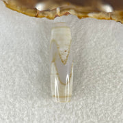 Natural Powerful Tibetan Old Oily White Agate Tiger Tooth Daluo Dzi Bead Heavenly Master (Tian Zhu) 9.21g 39.3 by 12.0mm - Huangs Jadeite and Jewelry Pte Ltd