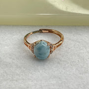 Natural Larimar in S925 Silver Rose Gold Color Ring (Adjustable Size) 1.82g 9.9 by 8.0 by 4.0mm - Huangs Jadeite and Jewelry Pte Ltd