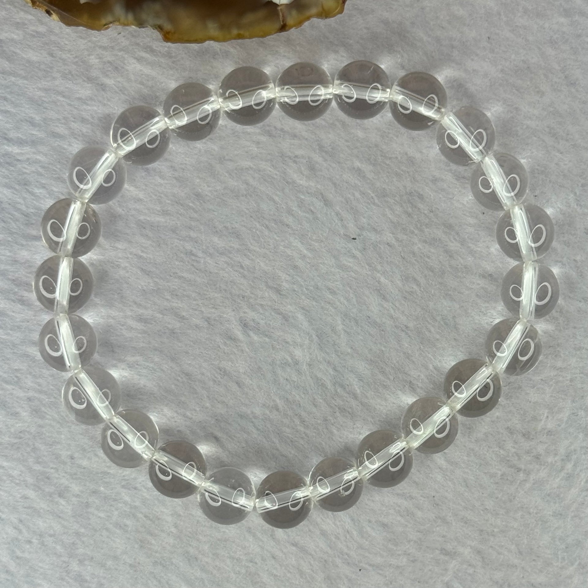 Natural Clear Quartz Bracelet 天然白水晶手链 18.64g 16.5cm 8.4mm 24 Beads - Huangs Jadeite and Jewelry Pte Ltd