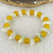 Type A Green Jadeite Gold Ingot with Yellow Crystal Bracelet 19.53g 14.2 by 6.4 by 5.3mm 13 Beads - Huangs Jadeite and Jewelry Pte Ltd
