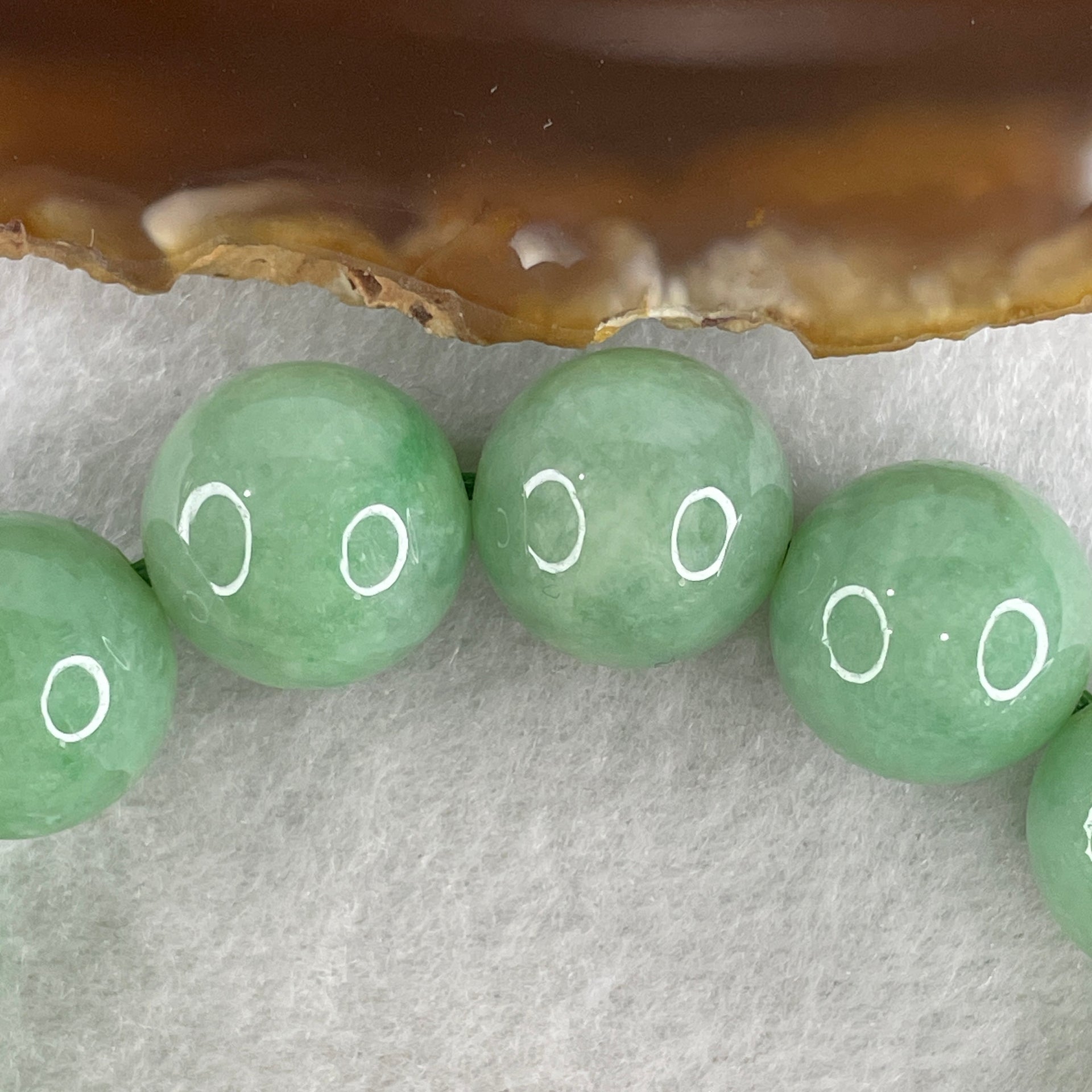 Rare Type A Burmese Apple Green Jade Jadeite Beads Bracelet 76.93g 14.8mm 14 beads 16cm - Huangs Jadeite and Jewelry Pte Ltd