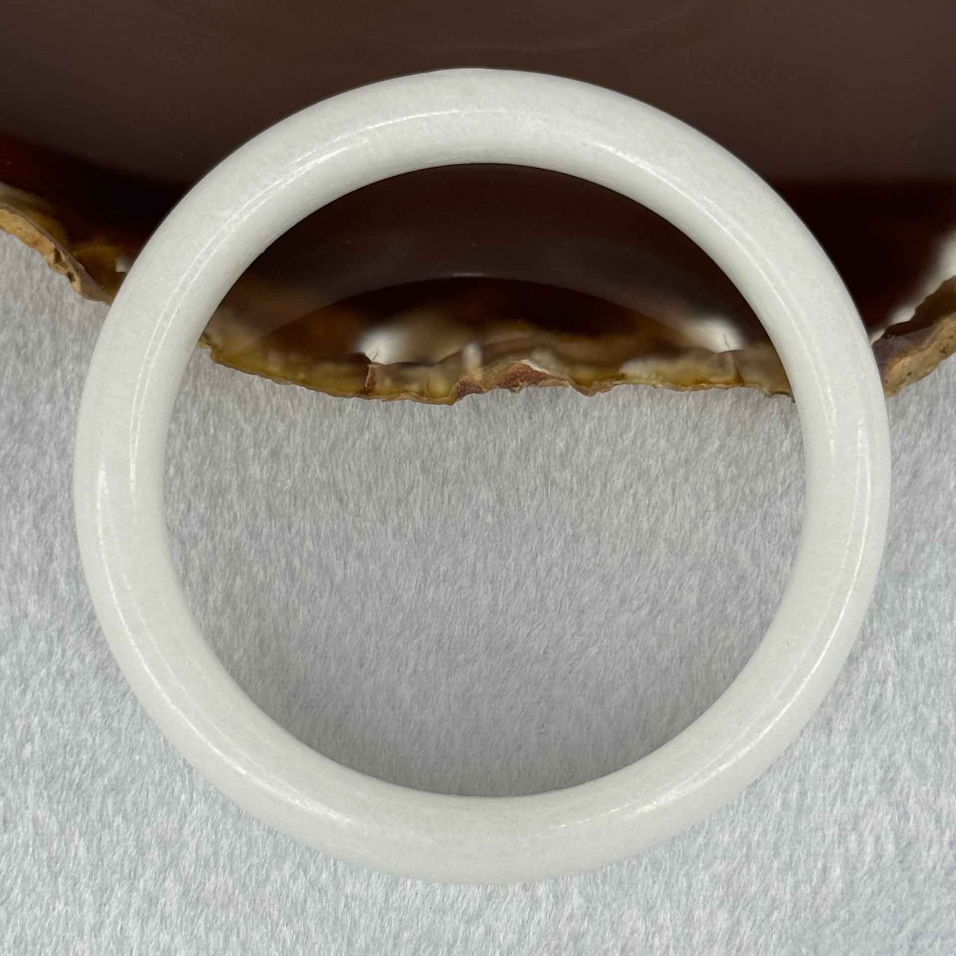 Natural White Jade Crystal Bangle 52.73g Internal Diameter 60.3mm 14.2 by 8.4mm - Huangs Jadeite and Jewelry Pte Ltd