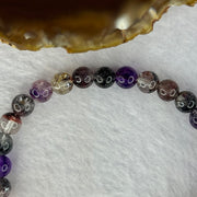 Very Good Grade Natural Transparent Yellow Black Super 7 Beads Bracelet 非常好的等级天然透明深黄黑色超级七珠手链 11.65g 16cm 6.8mm 29 Beads - Huangs Jadeite and Jewelry Pte Ltd