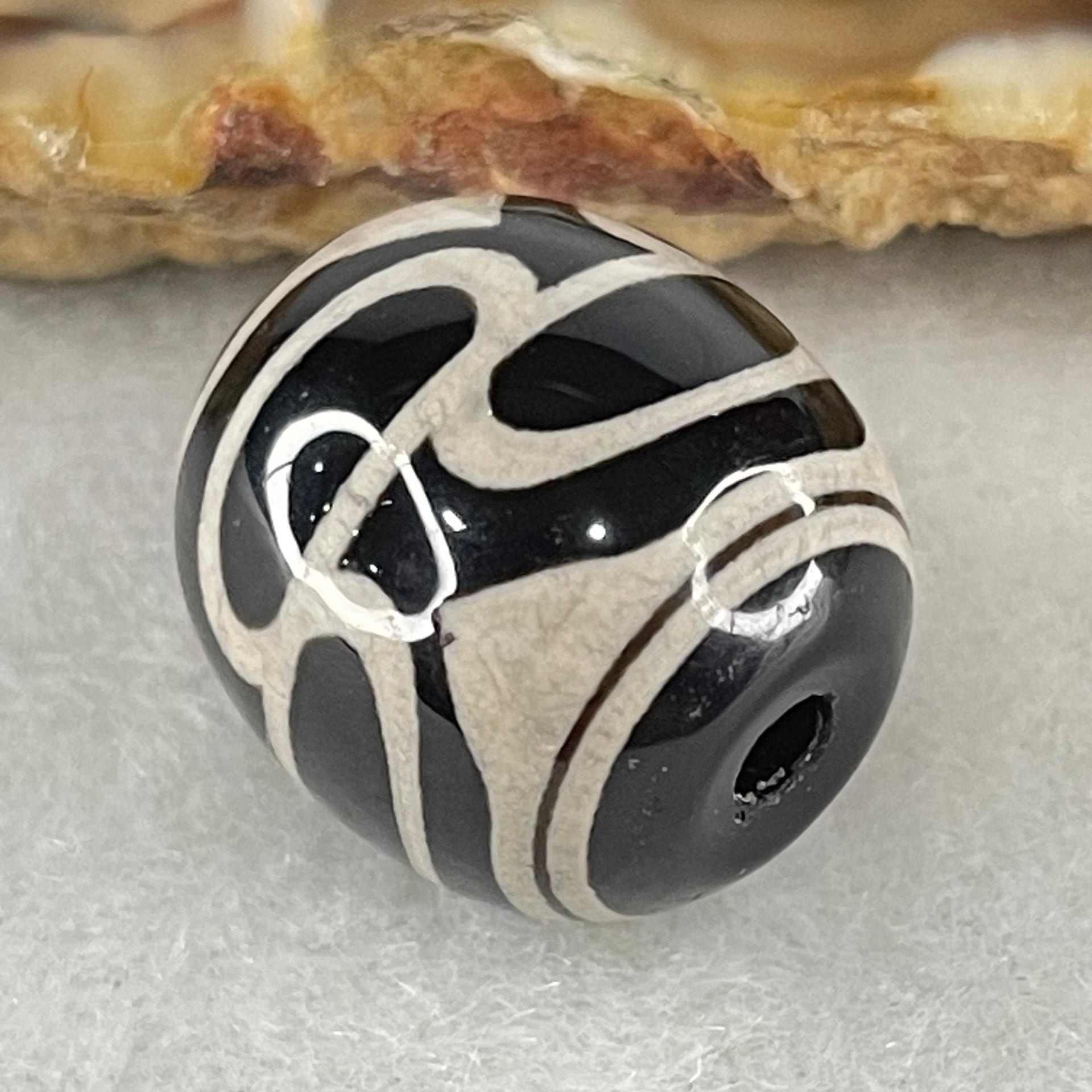 Natural Powerful Tibetan Old Oily Agate 6 Eyes Dzi Bead Heavenly Master (Tian Zhu) 六眼天诛 4.64g 16.0 by 14.4mm - Huangs Jadeite and Jewelry Pte Ltd