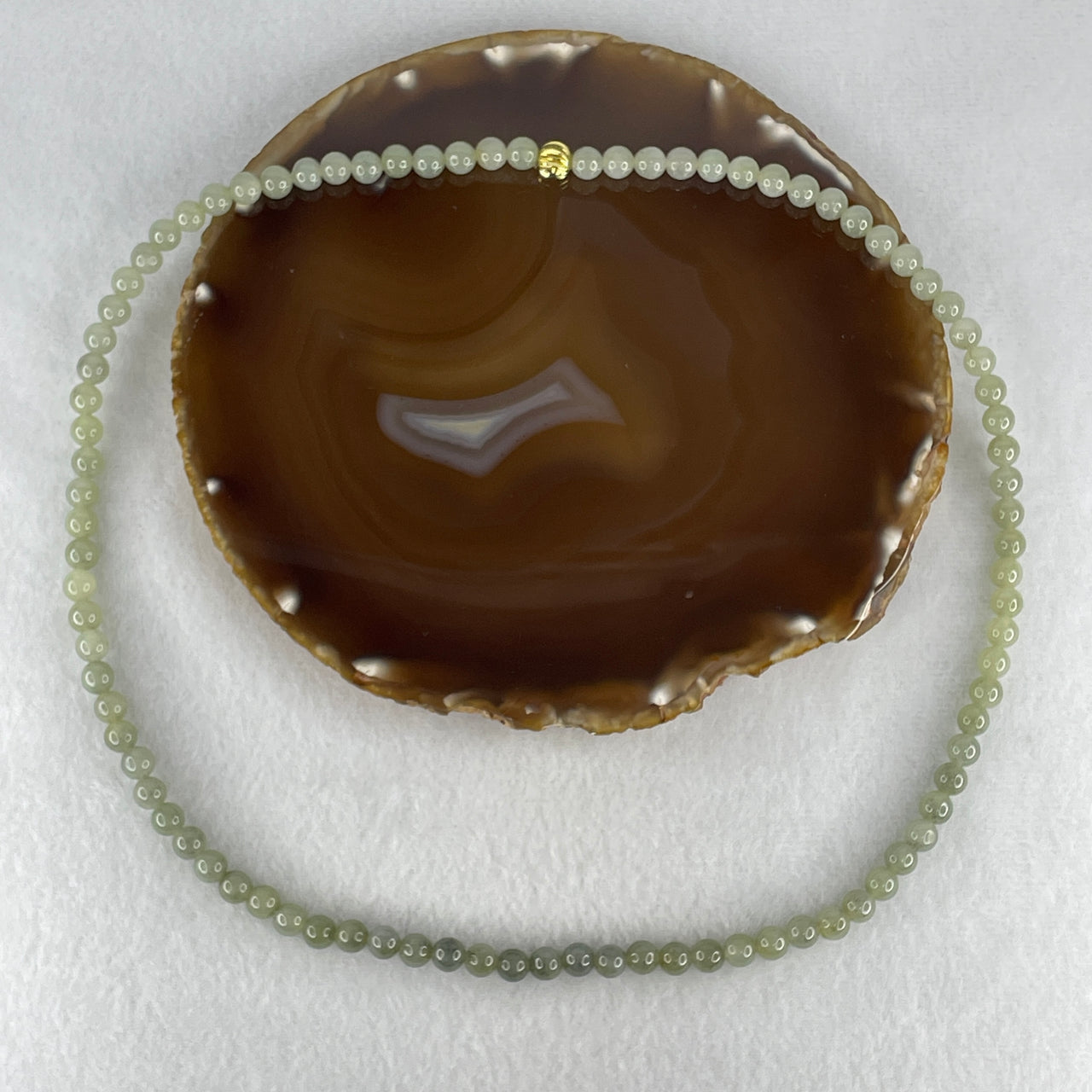 Natural Type A Yellowish Green with Wuji Piao Hua Jadeite Beads Necklace | 100% Untreated Floating Flower Strand | Fine Fei Cui Statement Jewelry (46.35g | 56cm | 6.6mm | 90 Beads)