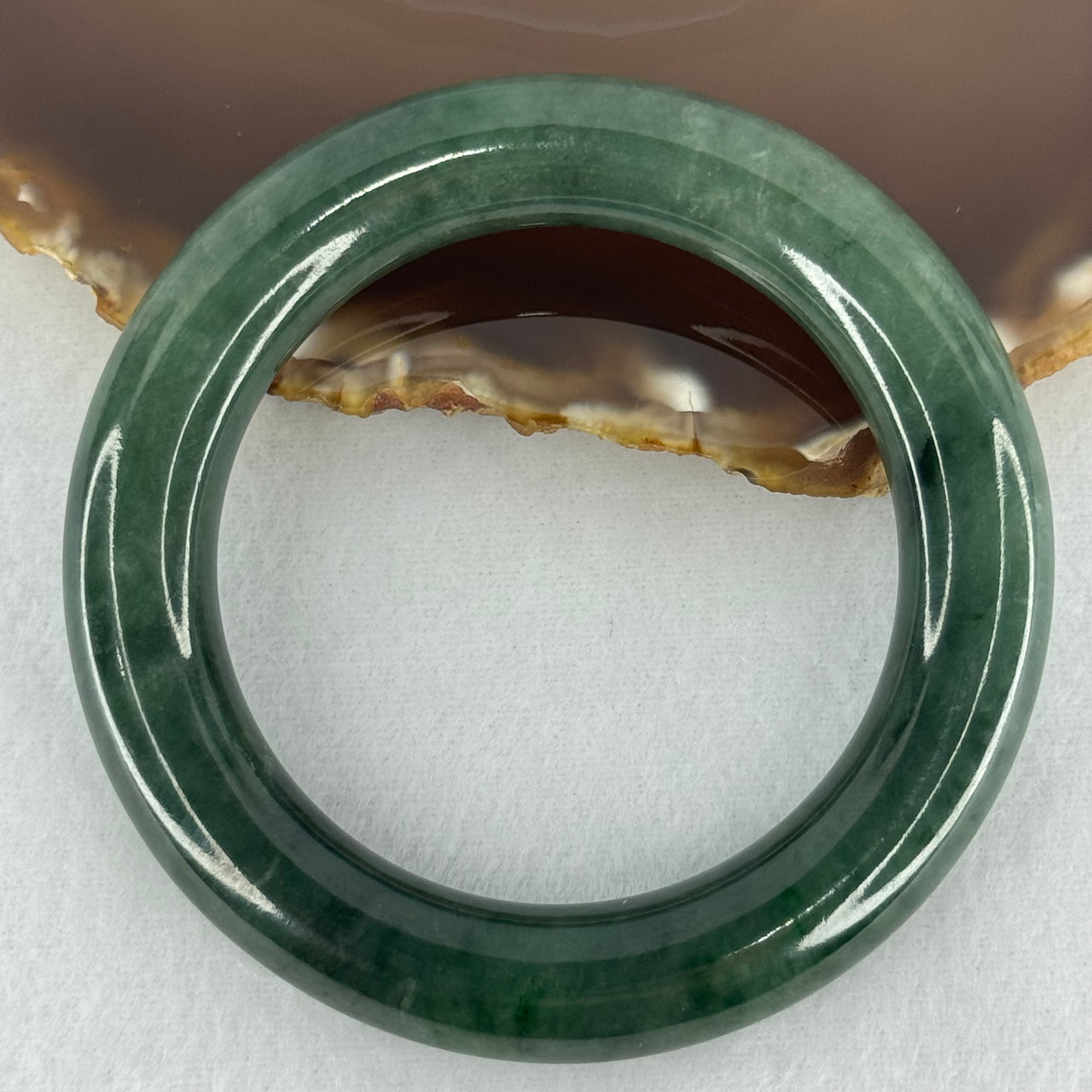 Type A Dark Green with Emerald Green Spots Jadeite Bangle Internal Diameter 55.2mm 87.66g 12.4 by 12.7mm (Slight Internal Lines) - Huangs Jadeite and Jewelry Pte Ltd