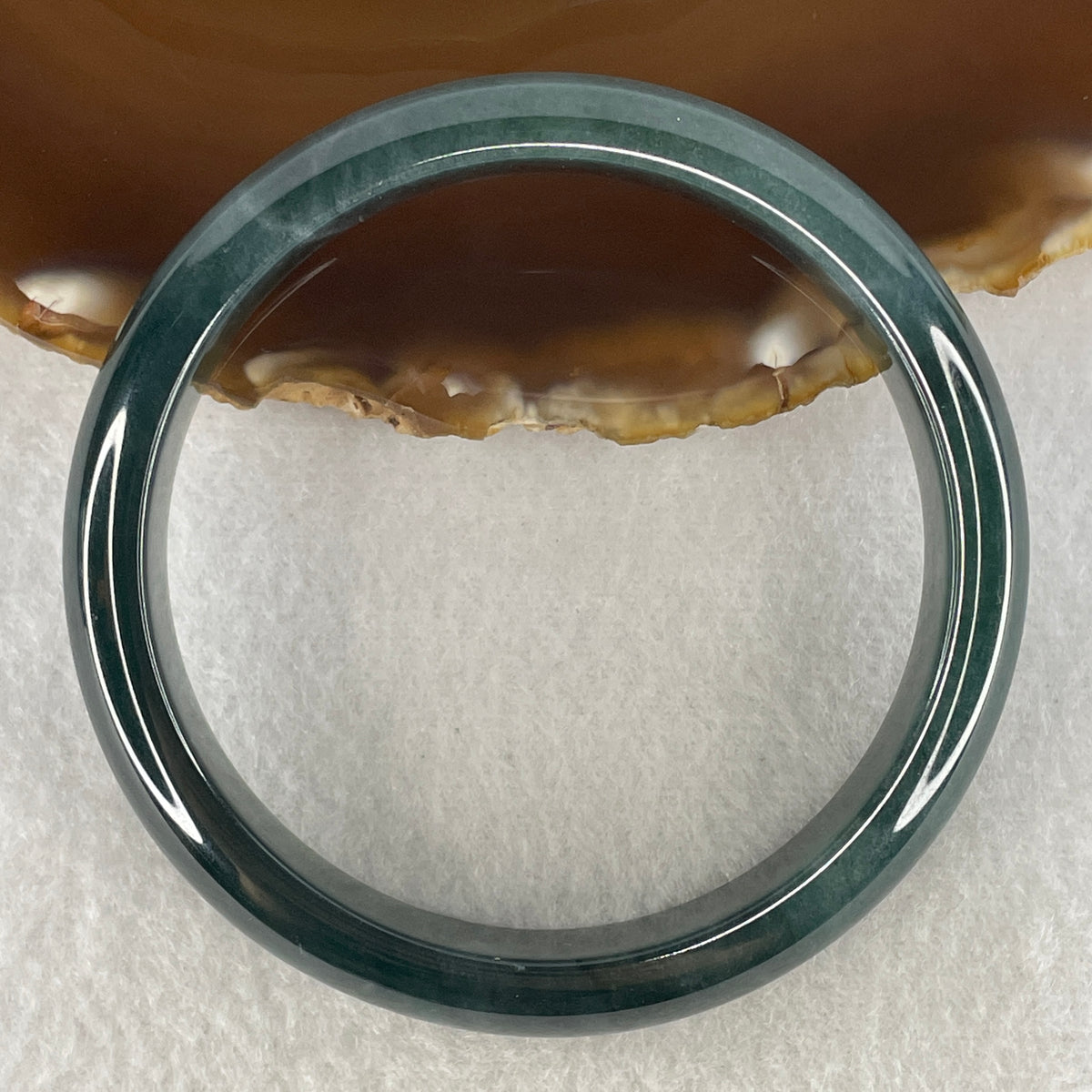 Certified Natural Type A Dark Blueish Green Jadeite Bangle | 61.1mm Inner Diameter (56.03g 12.9x7.4mm | Perfect | Emotional Wisdom, Abundance & Sovereign Energy Shield) - Huangs Jadeite and Jewelry Pte Ltd