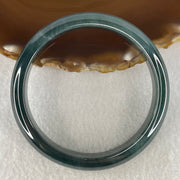 Certified Natural Type A Dark Blueish Green Jadeite Bangle | 61.1mm Inner Diameter (56.03g 12.9x7.4mm | Perfect | Emotional Wisdom, Abundance & Sovereign Energy Shield) - Huangs Jadeite and Jewelry Pte Ltd