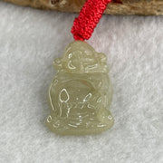 Natural Type A Light Yellowish Jadeite Cai Shen Ye God of Fortune Pendant 5.41g 29.7 by 16.7 by 6.0mm - Huangs Jadeite and Jewelry Pte Ltd