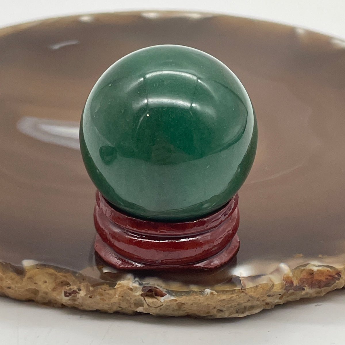 Natural Green Aventurine Mini Ball with Wooden Stand Display | (62.24g | 34.8mm | 41.0mm | Master Catalyst, "Stone of Opportunity" & Steady Wealth Magnet, 360° Energy Harmonizer & Feng Shui Prosperity Catalyst)