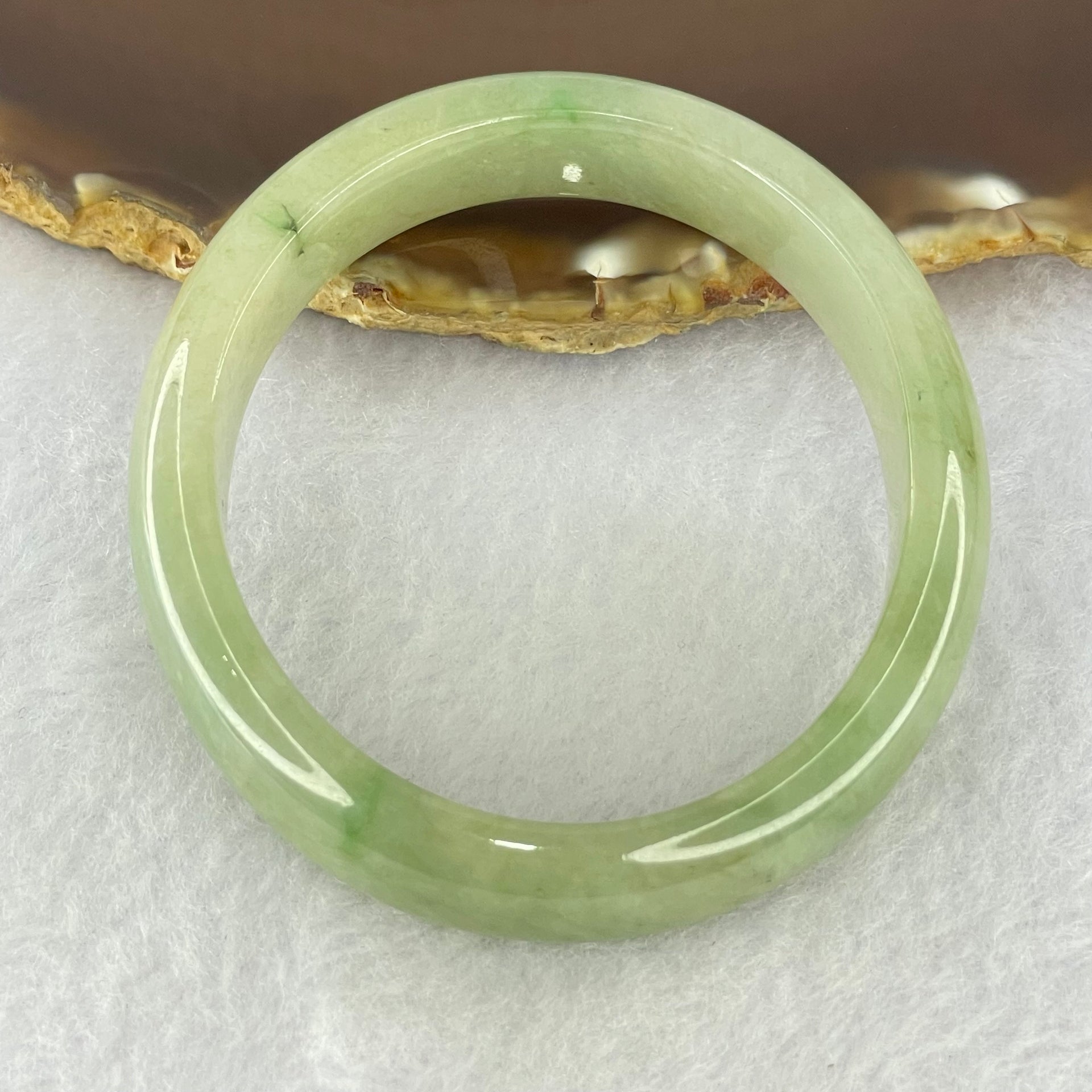 Type A Green with Emerald Green Jadeite Bangle Internal Diameter 55.1mm 46.23g 13.0 by 7.2mm (Very Slight External Line) - Huangs Jadeite and Jewelry Pte Ltd