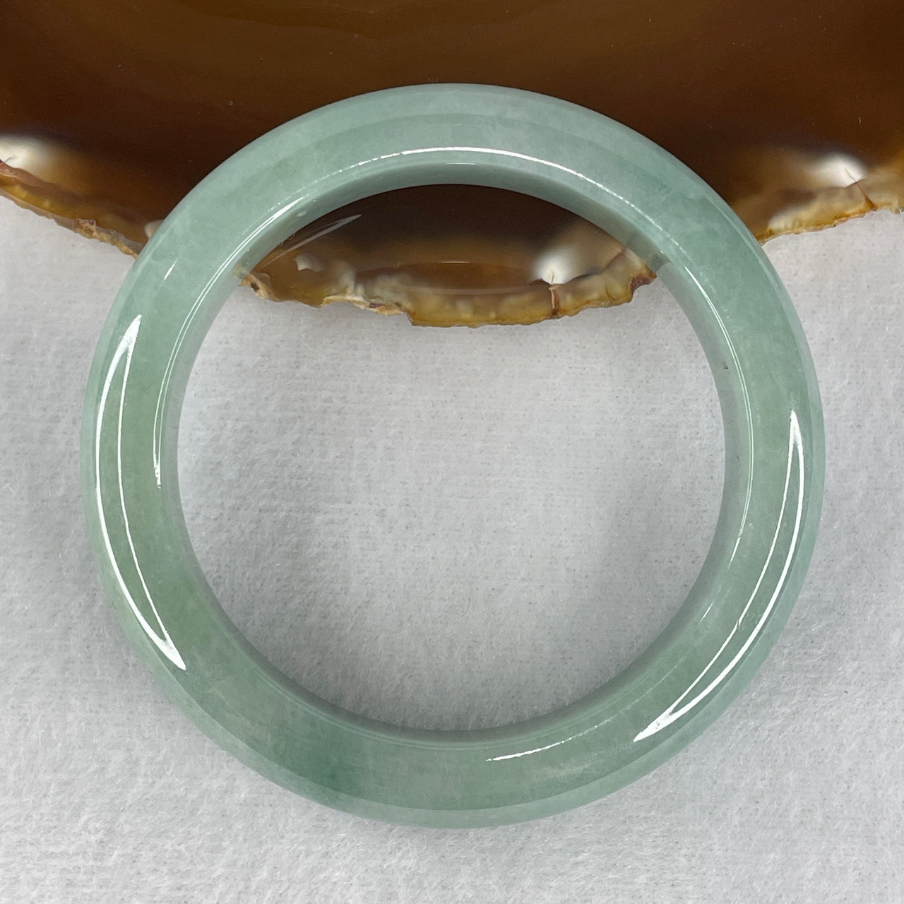 Certified Natural Type A Light Blueish Green Jadeite Bangle 70.980g Internal Diameter 57.1mm 13.7 by 9.6mm (Internal Line)