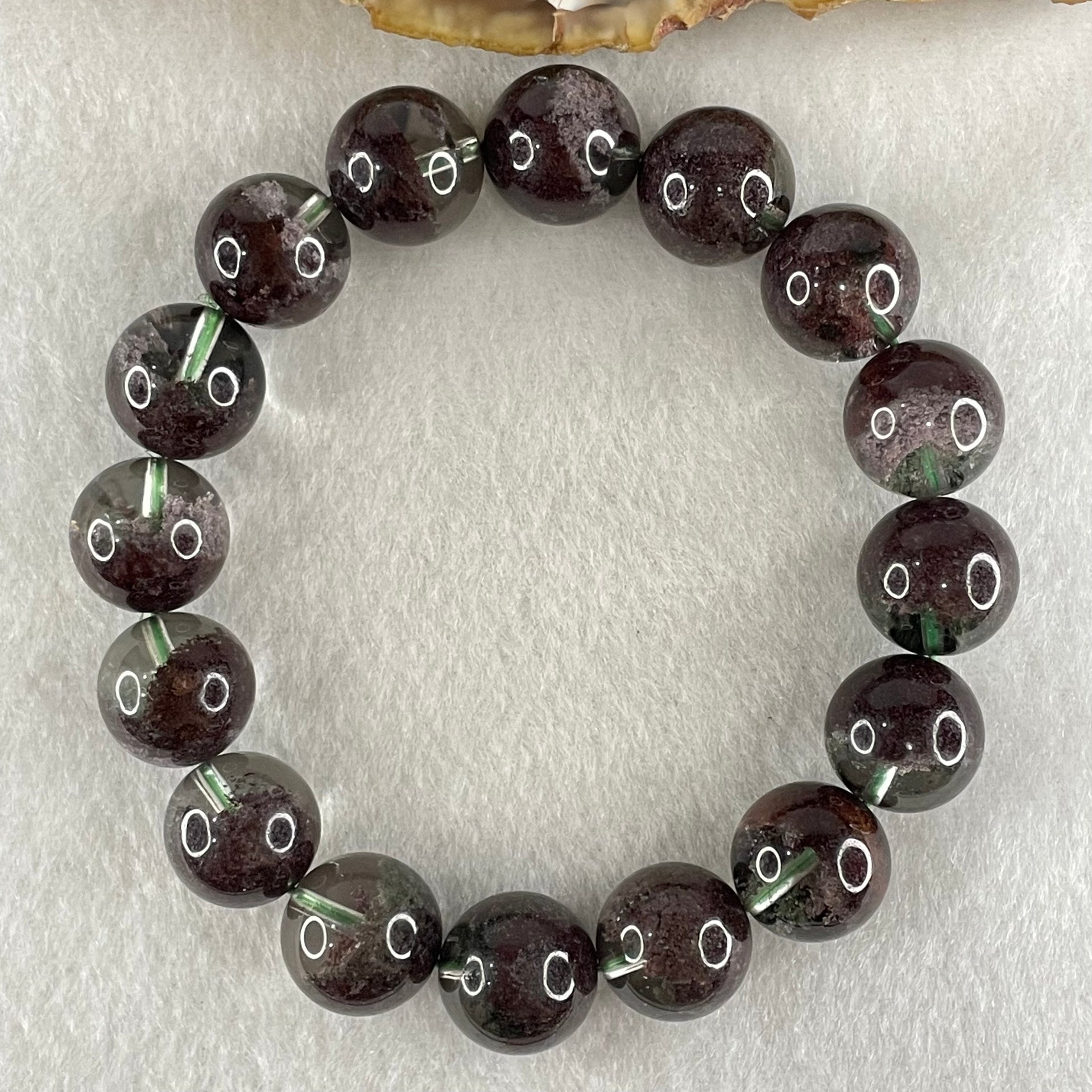 Good Grade Natural Red Phantom Quartz Beads Bracelet 50.15g 17cm 13.4mm 16 Beads - Huangs Jadeite and Jewelry Pte Ltd