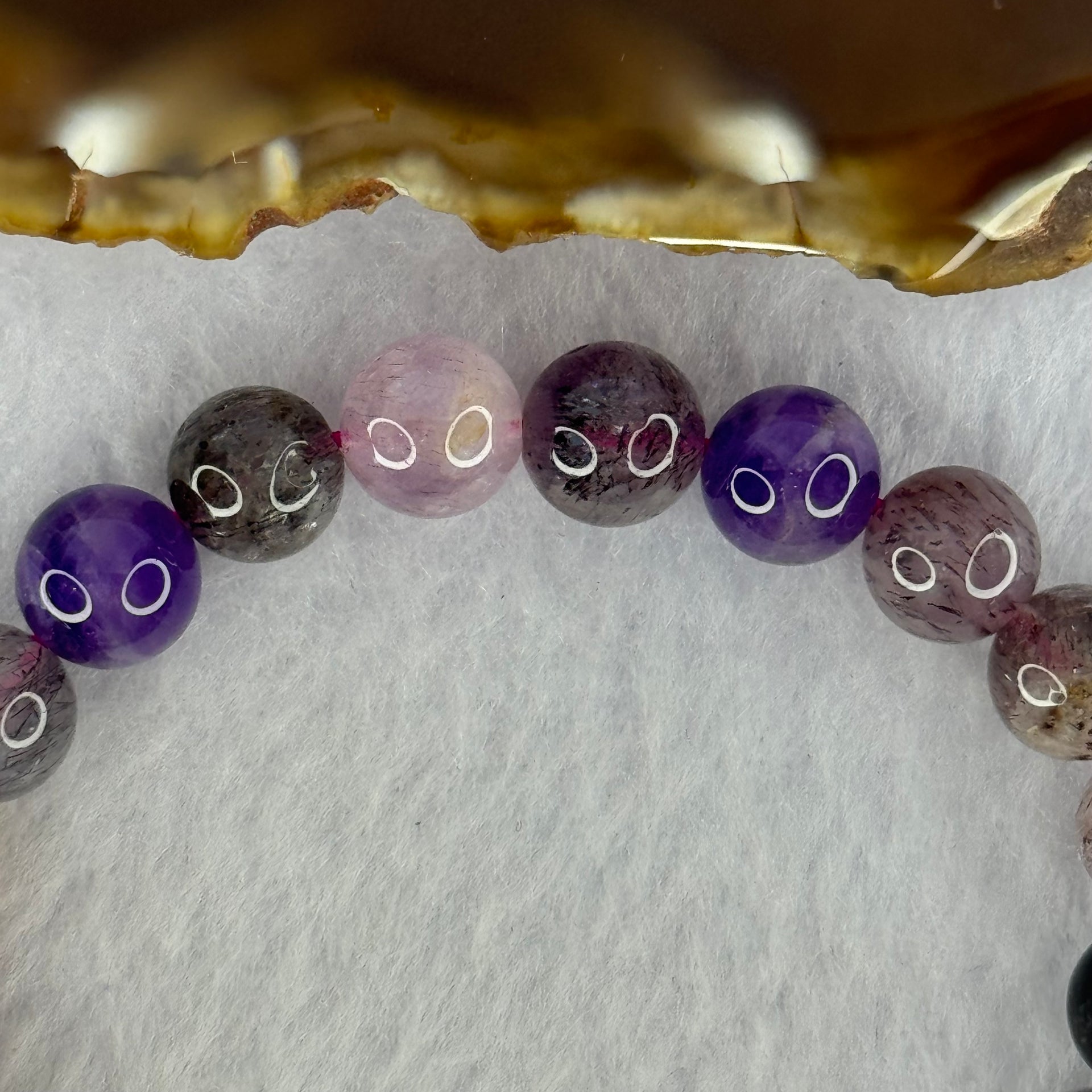 Natural Super 7 Beads Bracelet 21.80g 16cm 9.2mm 21 Beads - Huangs Jadeite and Jewelry Pte Ltd