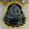 Type A Black Jadeite Milo Buddha in 925 Silver with 925 Silver Necklace 18.48g 46.7 by 31.9 by 11.2mm - Huangs Jadeite and Jewelry Pte Ltd