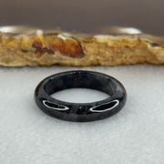 Type A Icy Wuji Black Grey Jadeite Ring 2.22g 4.7 by 3.1mm US6.7 HK14.5 (Very Slight Internal Lines) - Huangs Jadeite and Jewelry Pte Ltd