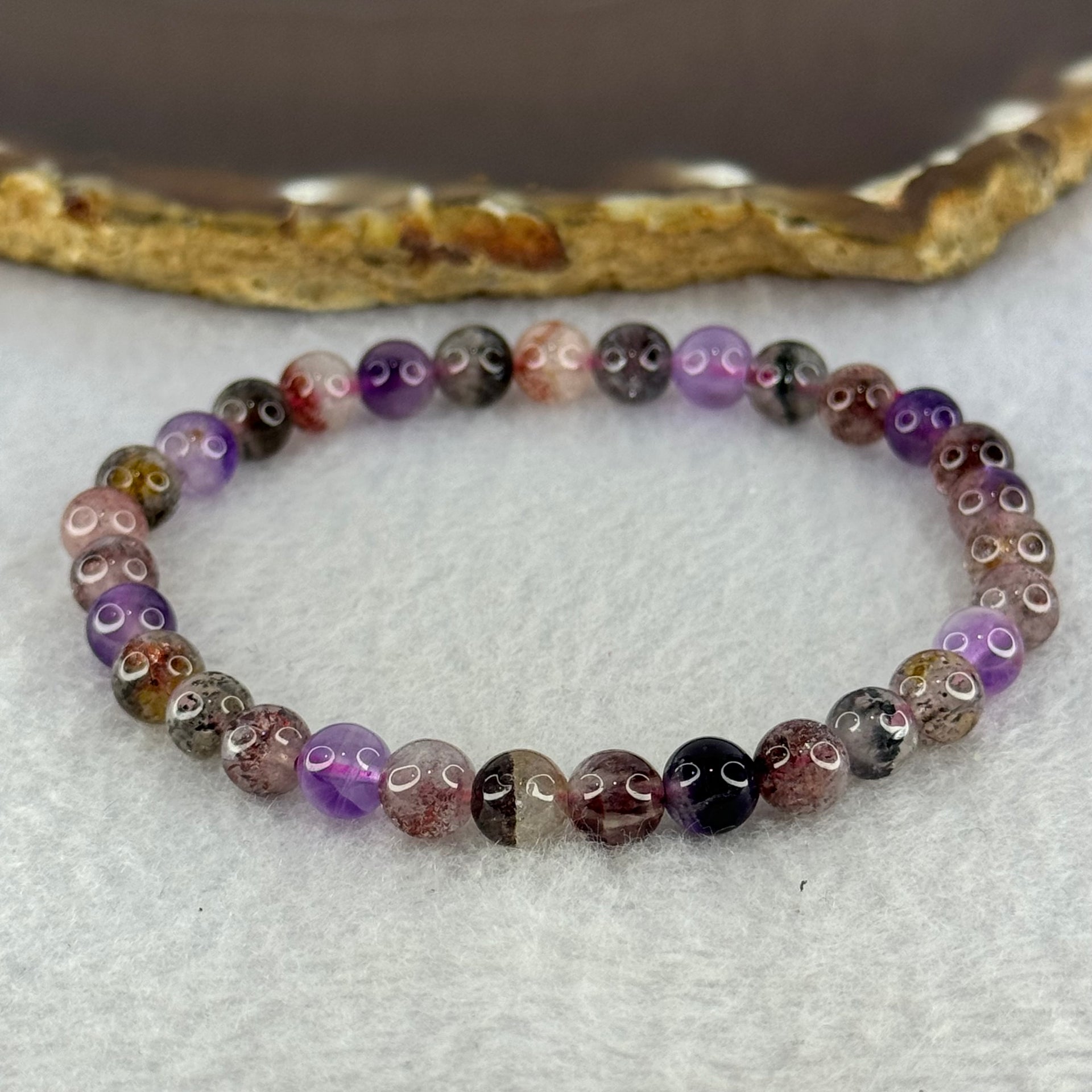 Natural Super 7 Beads Bracelet 10.46g 16.5cm 6.3mm 31 Beads - Huangs Jadeite and Jewelry Pte Ltd