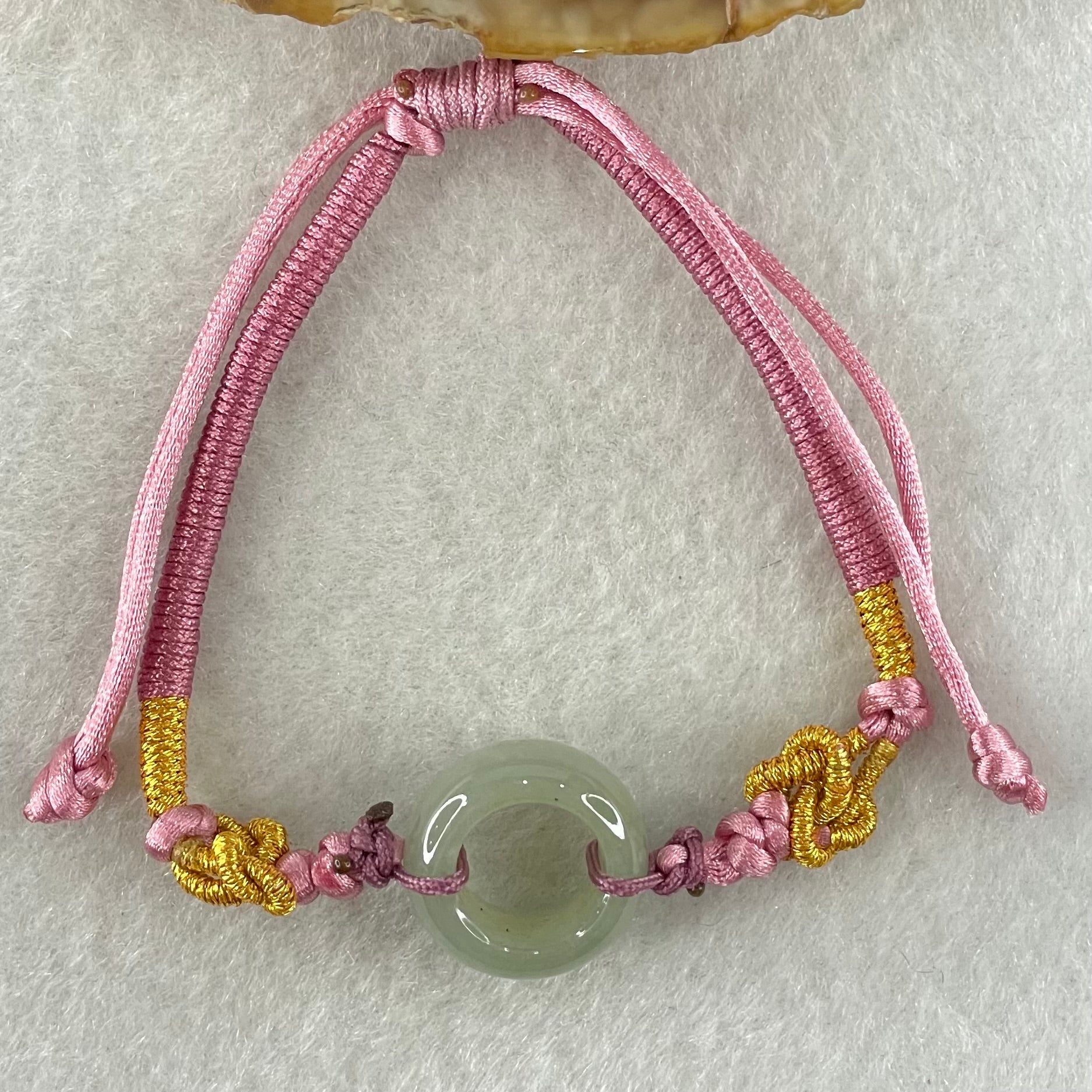 Type A Blueish Green Jadeite Ping An Kou String Bracelet 3.55g 15.4 by 7.4mm - Huangs Jadeite and Jewelry Pte Ltd