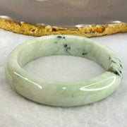 Type A Green with Moss Green Piao Hua Jadeite Bangle Internal Diameter 56.5mm 64.29g 14.4 by 8.7mm (Slight Internal Lines) - Huangs Jadeite and Jewelry Pte Ltd