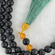 Type A Opaque Wuji Black Jadeite Beads Necklace 138.78g 74cm 10.2mm 76 Beads - Huangs Jadeite and Jewelry Pte Ltd