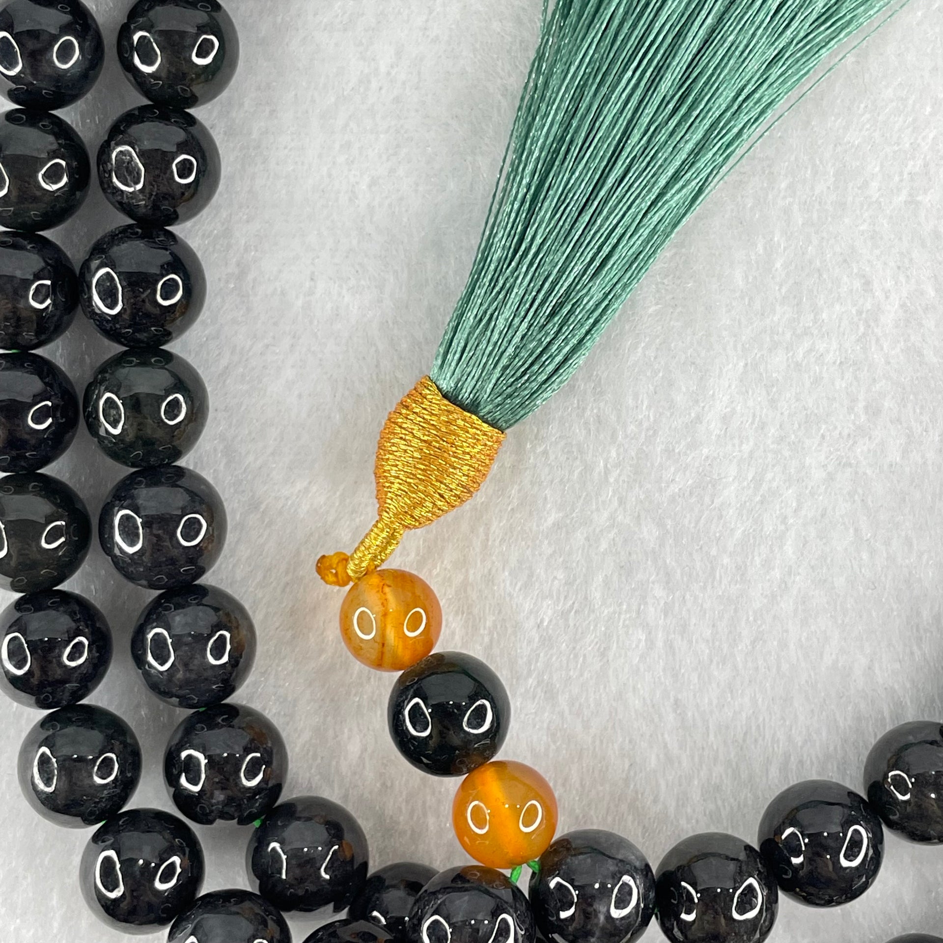 Type A Opaque Wuji Black Jadeite Beads Necklace 138.78g 74cm 10.2mm 76 Beads - Huangs Jadeite and Jewelry Pte Ltd