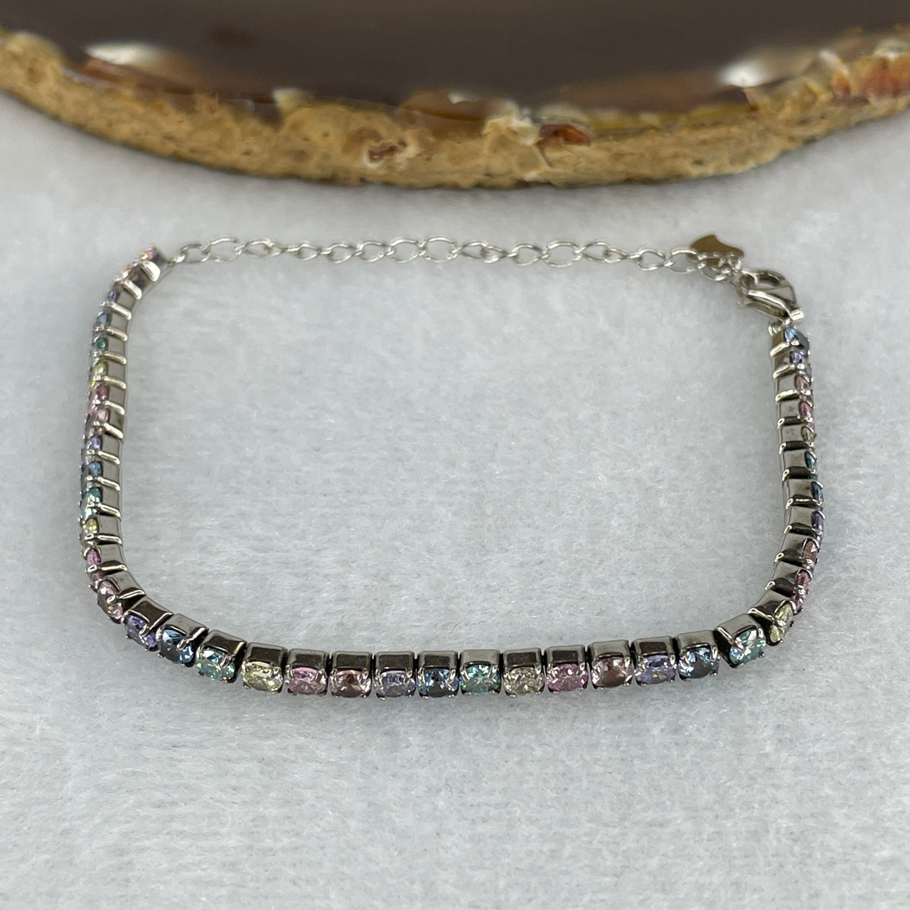 Rainbow Moissanite Beads Bracelet 4.60g 13-17cm 3.0 by 1.5mm 40 Pcs