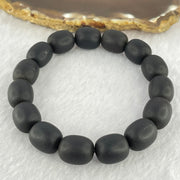 Natural Dark Matt Black Amber Beads Bracelet 天然大黑天翁琥珀手链 16.96g 18cm 11.7mm 15 Beads - Huangs Jadeite and Jewelry Pte Ltd