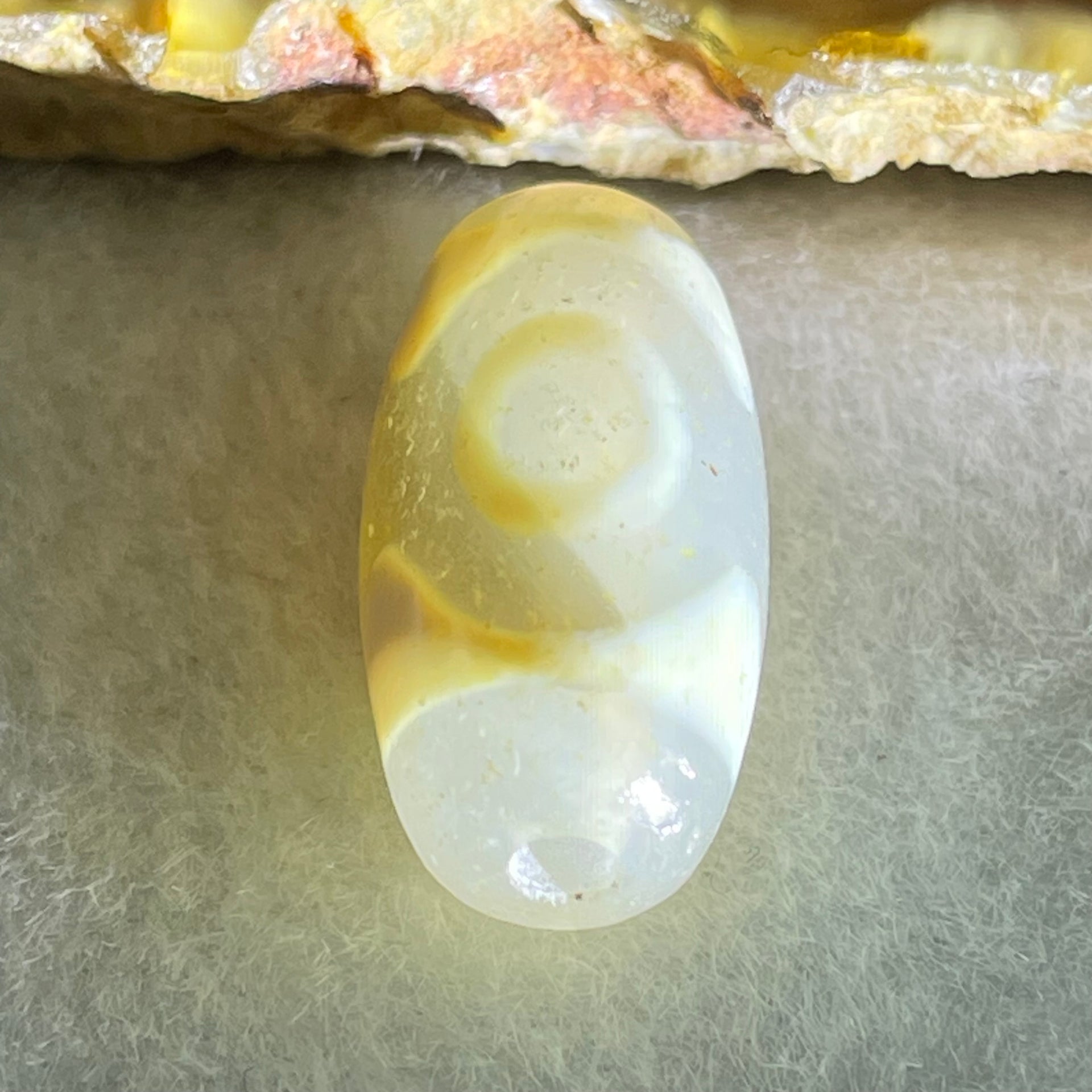 Natural Powerful Tibetan Old Oily Agate 3 Eyes Dzi Bead Heavenly Master (Tian Zhu) 三眼天诛 2.80g 19.5 by 10.0mm - Huangs Jadeite and Jewelry Pte Ltd