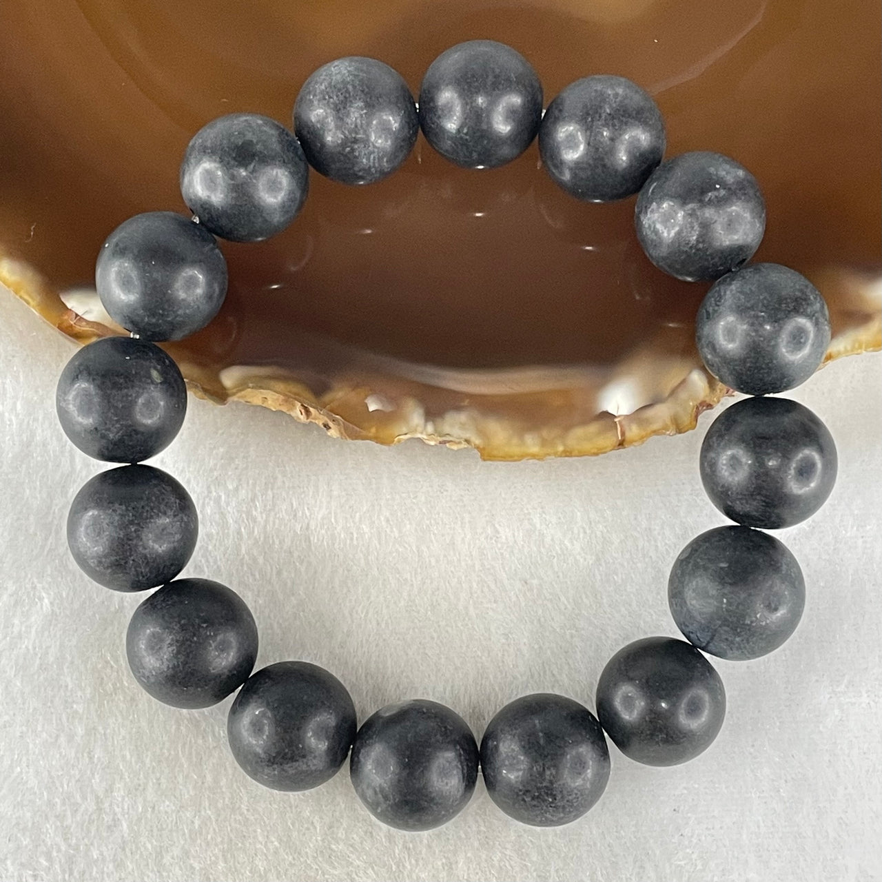Natural Magnetite Beads Bracelet 63.58g 17cm 14.2mm 16 Beads - Huangs Jadeite and Jewelry Pte Ltd