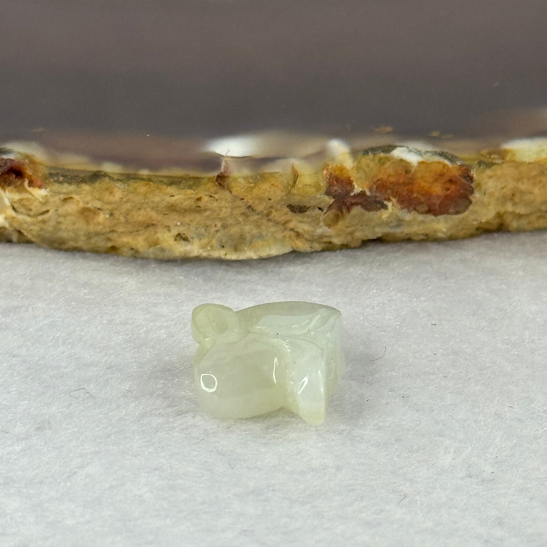Type A Light Lavender Yellow Jadeite Rabbit Charm for Bracelet 2.07g 14.6 by 6.1 by 12.1mm - Huangs Jadeite and Jewelry Pte Ltd