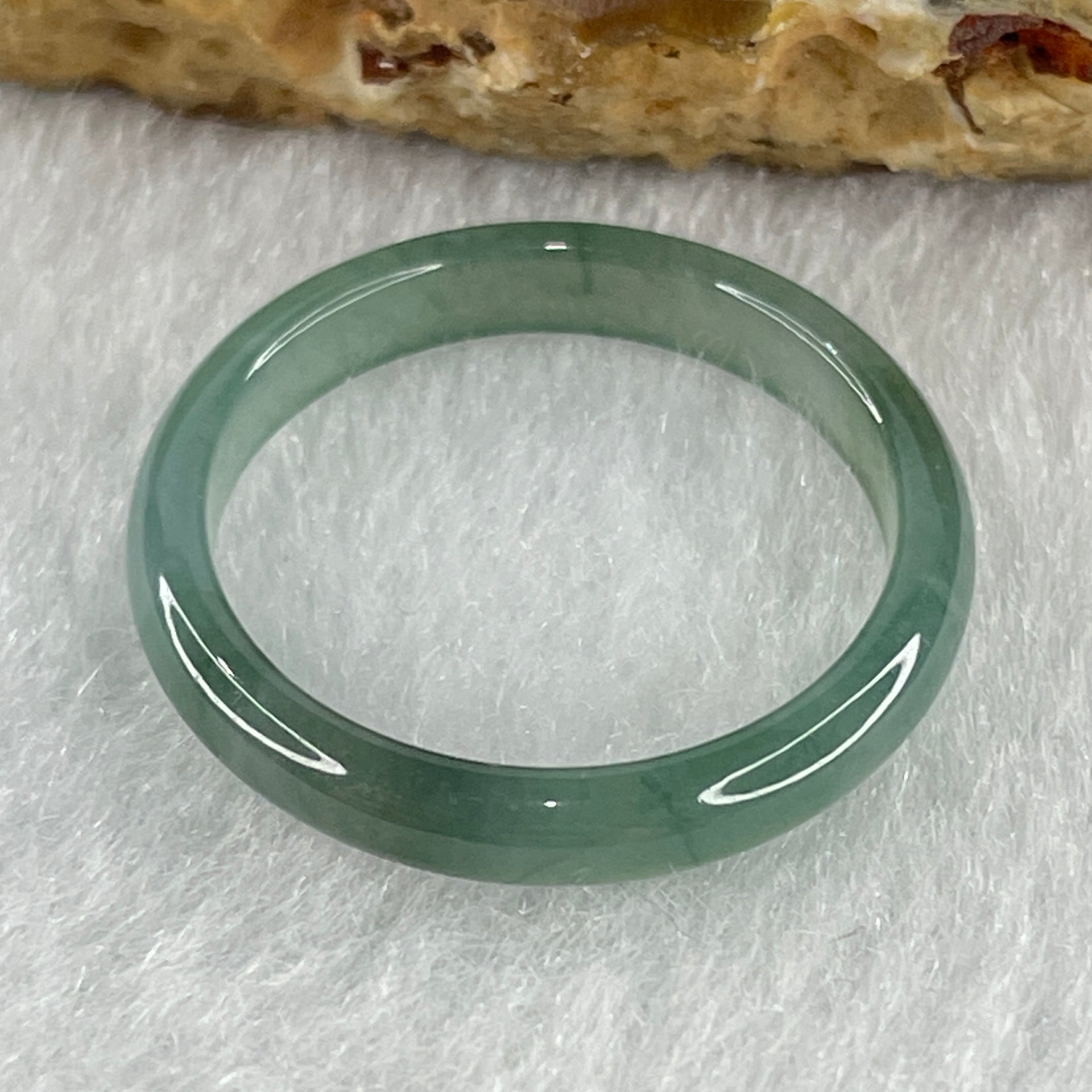 Natural Type A Semi Icy Blueish Green Jadeite Ring 1.25g 3.4 by 2.4mm US7.3 HK16 (Perfect) - Huangs Jadeite and Jewelry Pte Ltd